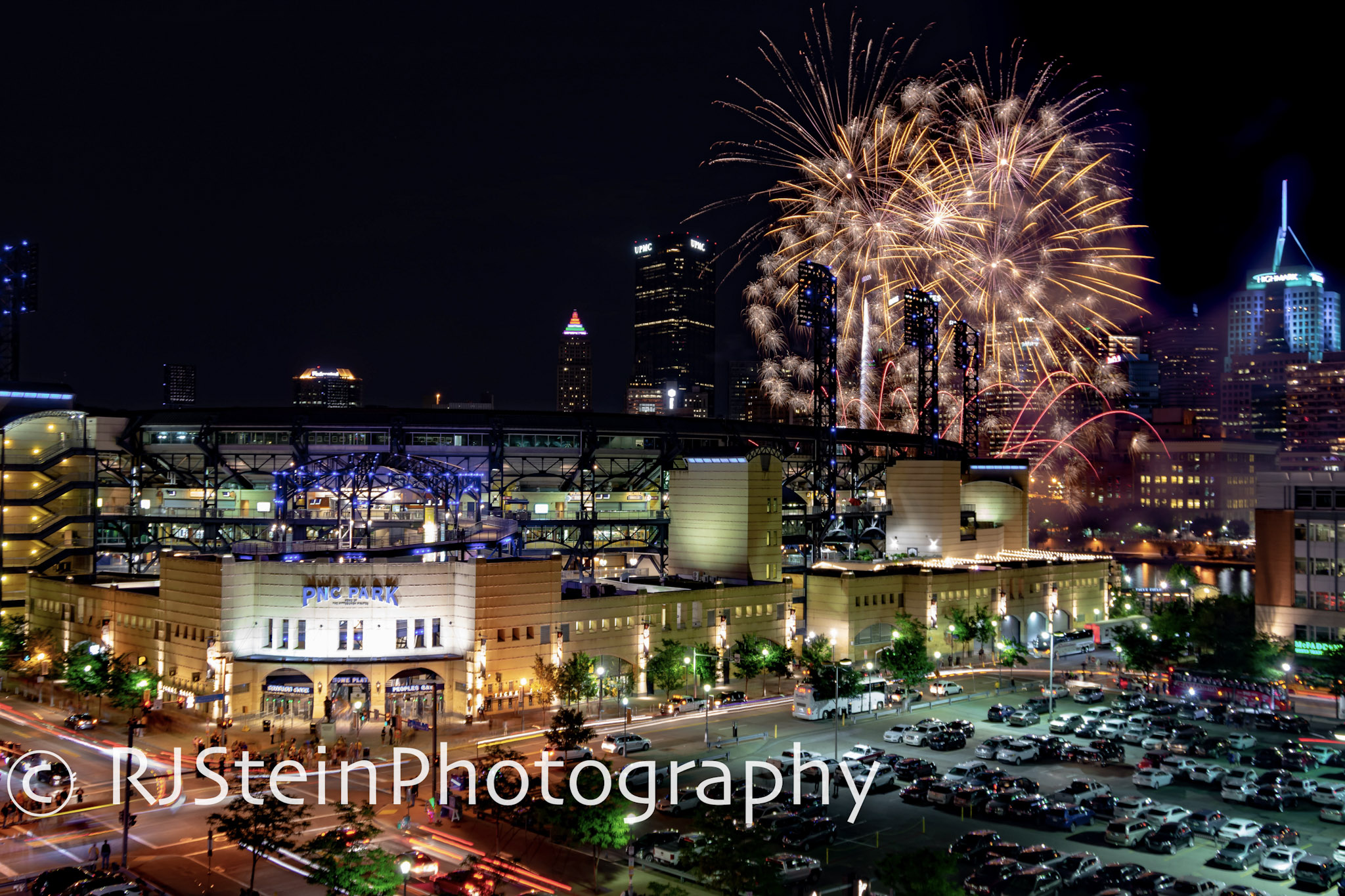 pnc park fireworks in gold, pittsburgh, pa