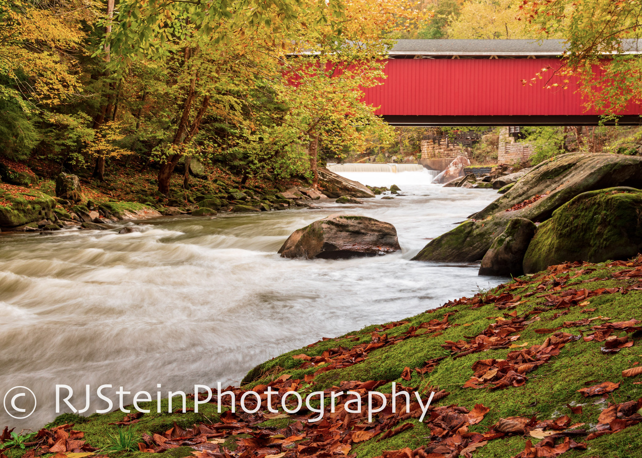 mcconnell's mills covered bridge in fall, pennslyvania, 2018