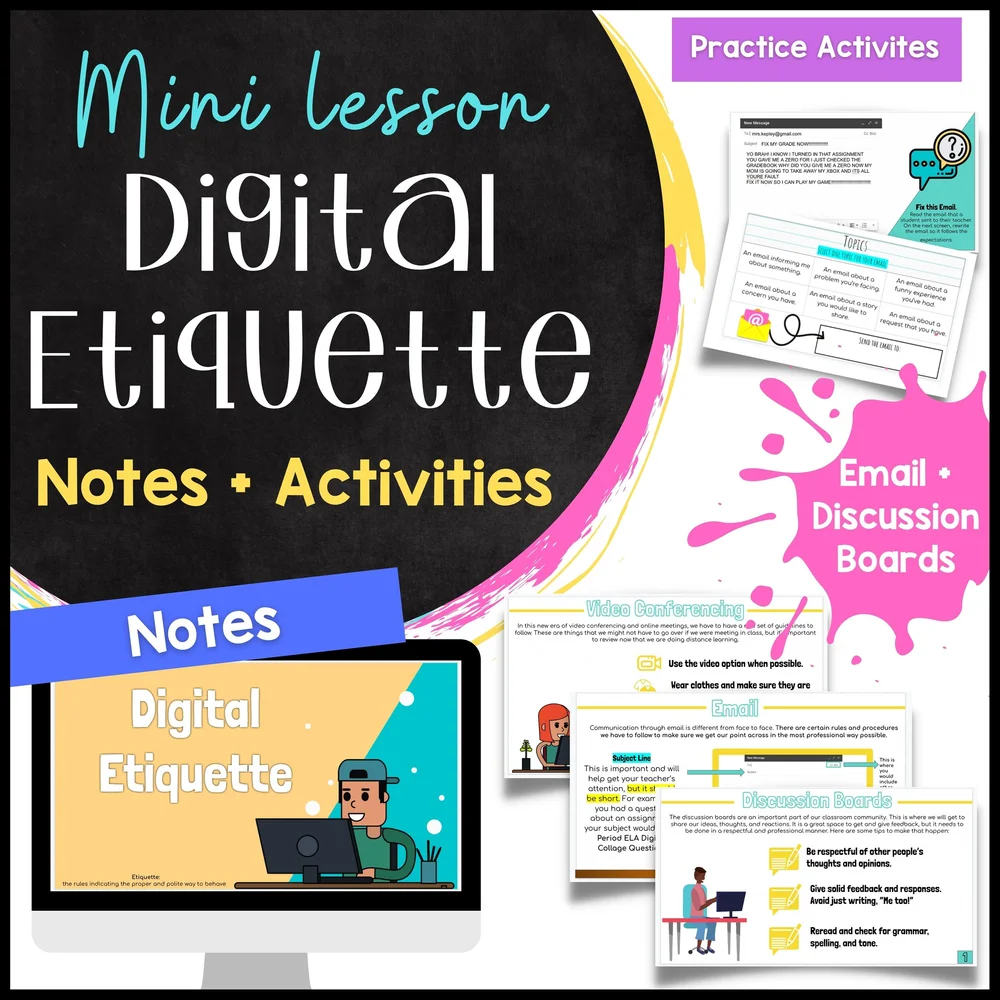 Digital Etiquette Tips for Middle Schoolers (Email + Discussion Board