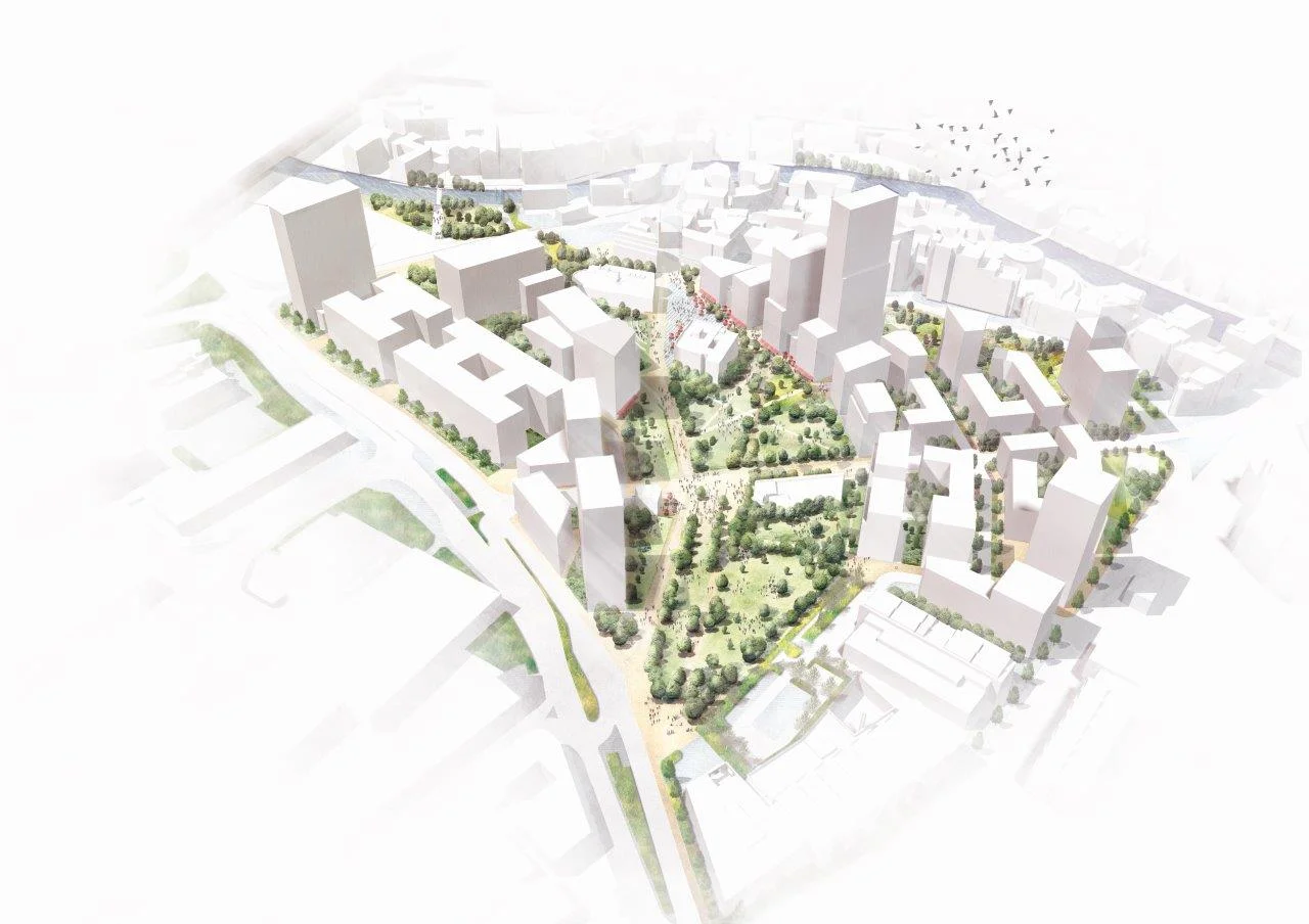 Aerial view of Brewery Site Leeds