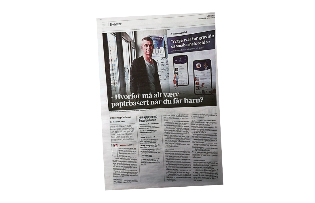 Helseoversikt i Aftenposten / E24.no