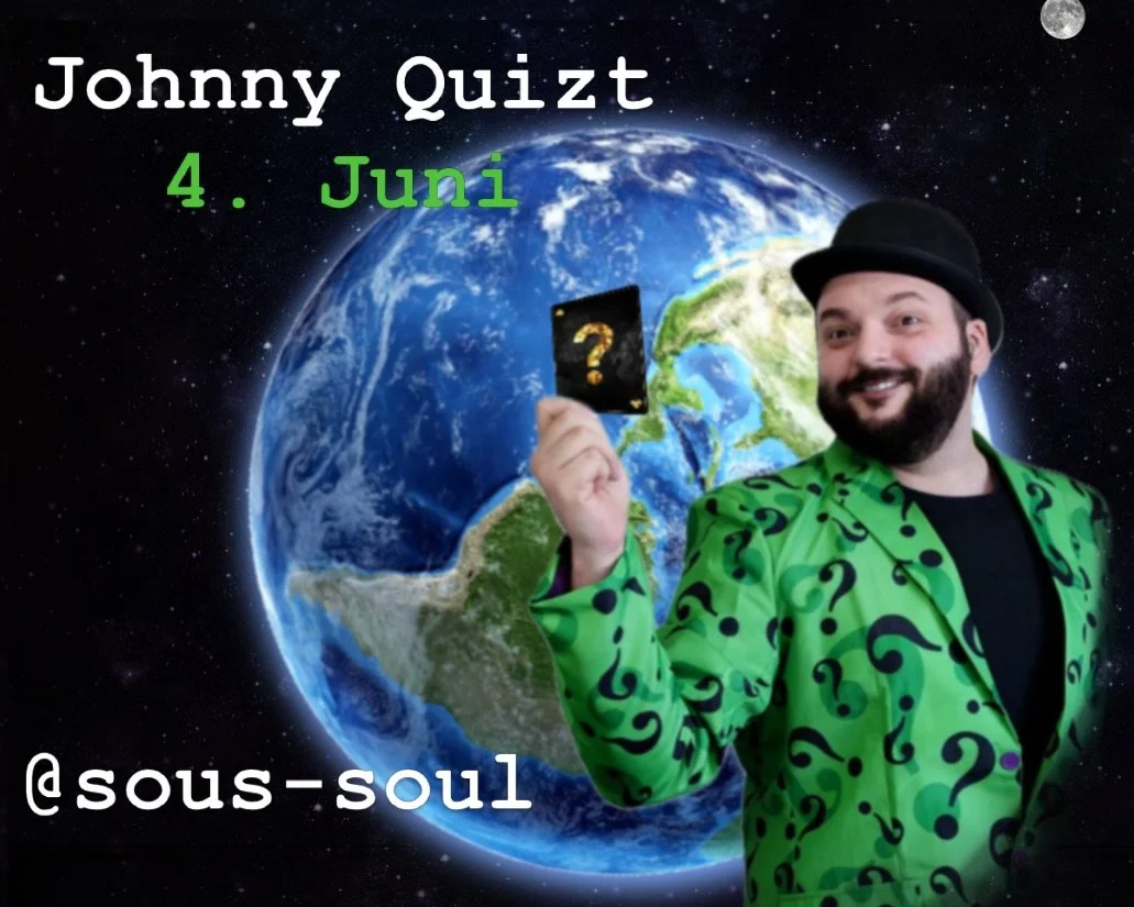 Johnny Quiz - Die k&uuml;ltige Pub Quiz Show mit Jonathan Wegenast kriegt eine Sonderausgabe im wundersch&ouml;nen @soussoul.bern 

Kommt vorbei auf einen Abend Quiz-Vergn&uuml;gen und sichert euch einen Platz im Quiz-Olymp.

Tickets gibt&lsquo;s @ev