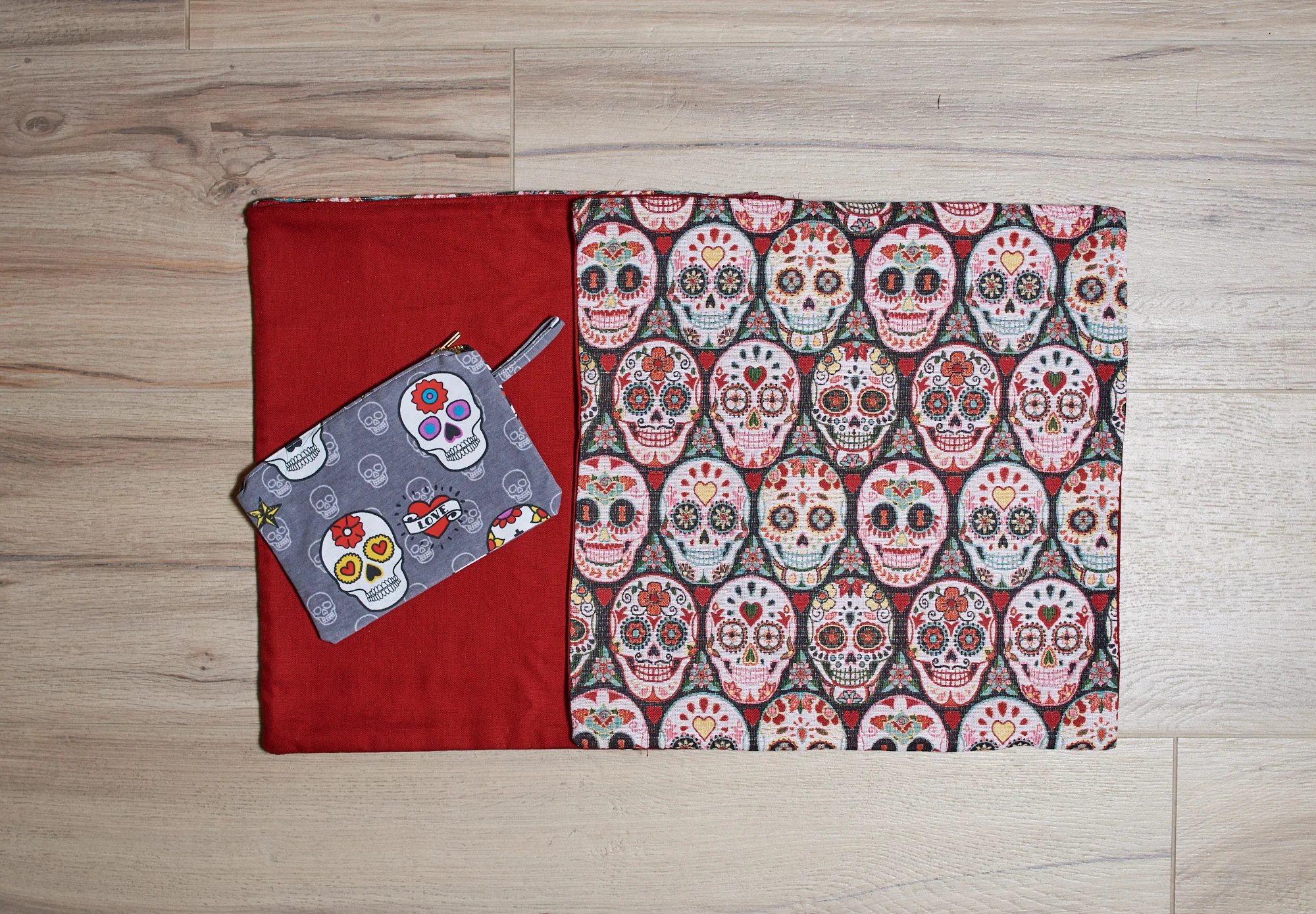 cuscini teschi messicani 40x40, pochette in tessuto