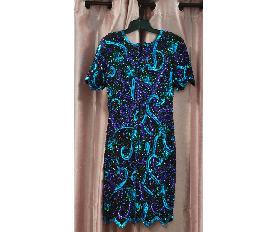 sz medium Laurence Kazar beaded cocktail dress DIVA Donations
