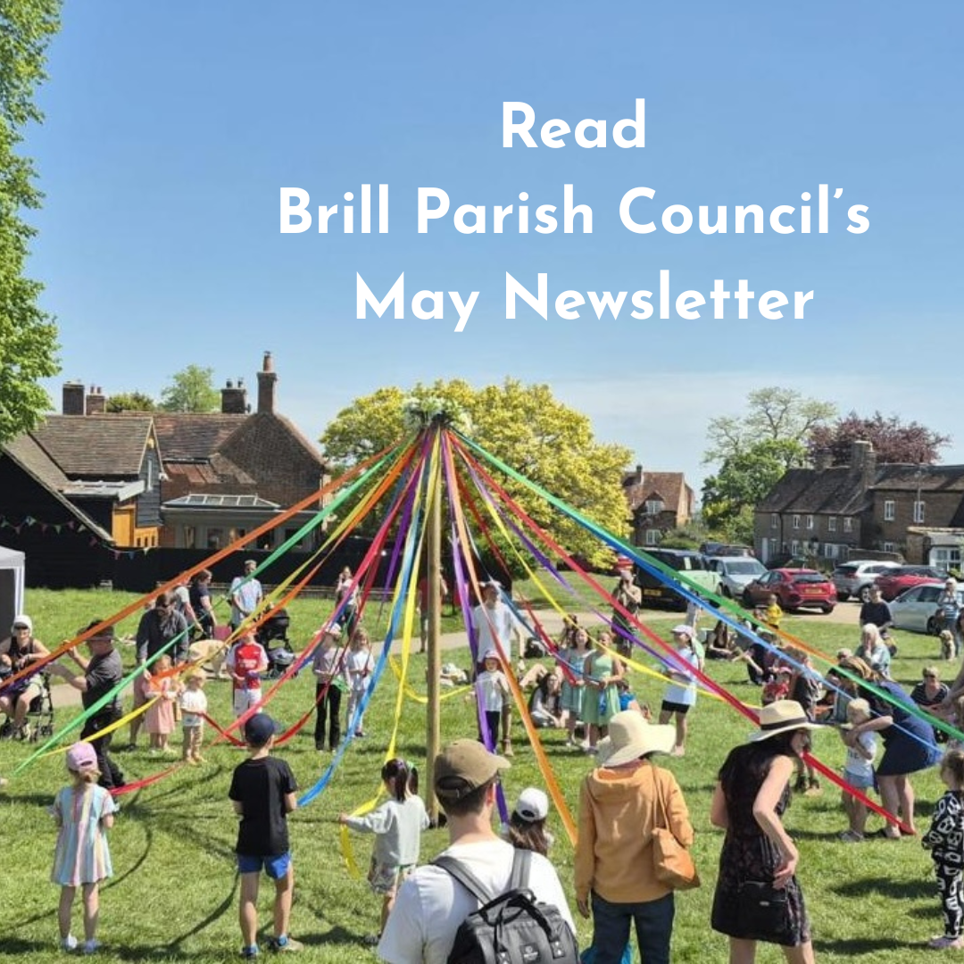 Photo of people gathered around a Maypole outdoors in sunshine