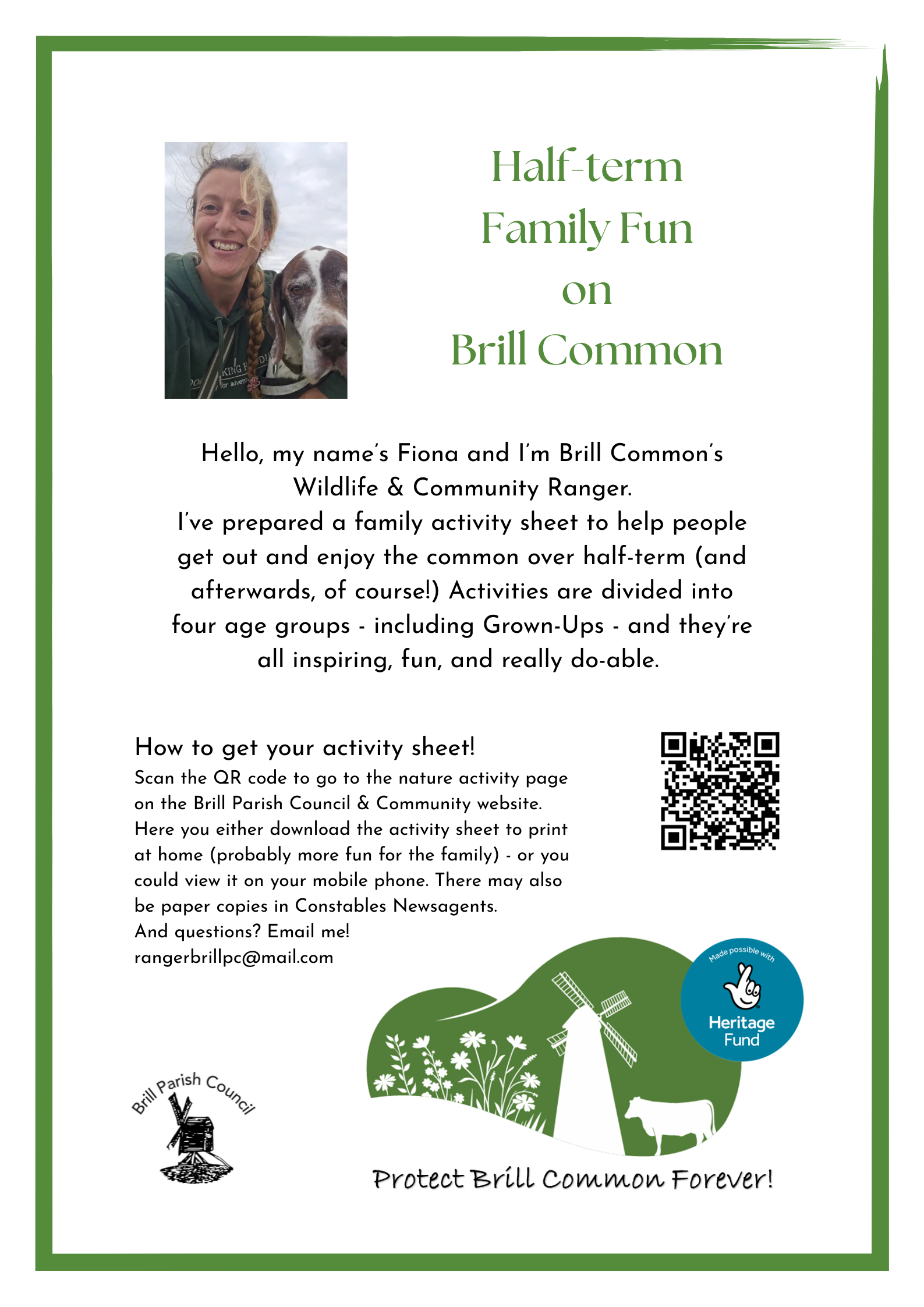 Poster promoting family nature activity sheet