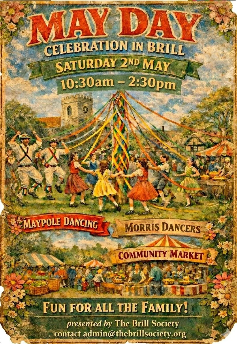 Poster advertising Community Market and May Day celebrations on May 2nd