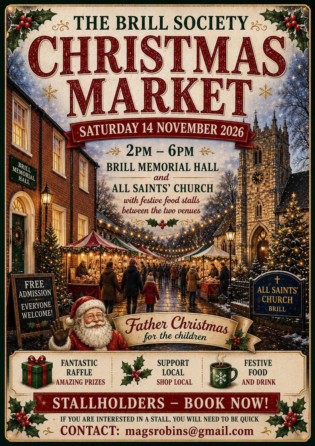 Poster promoting Brill Christmas Market on November 14th.