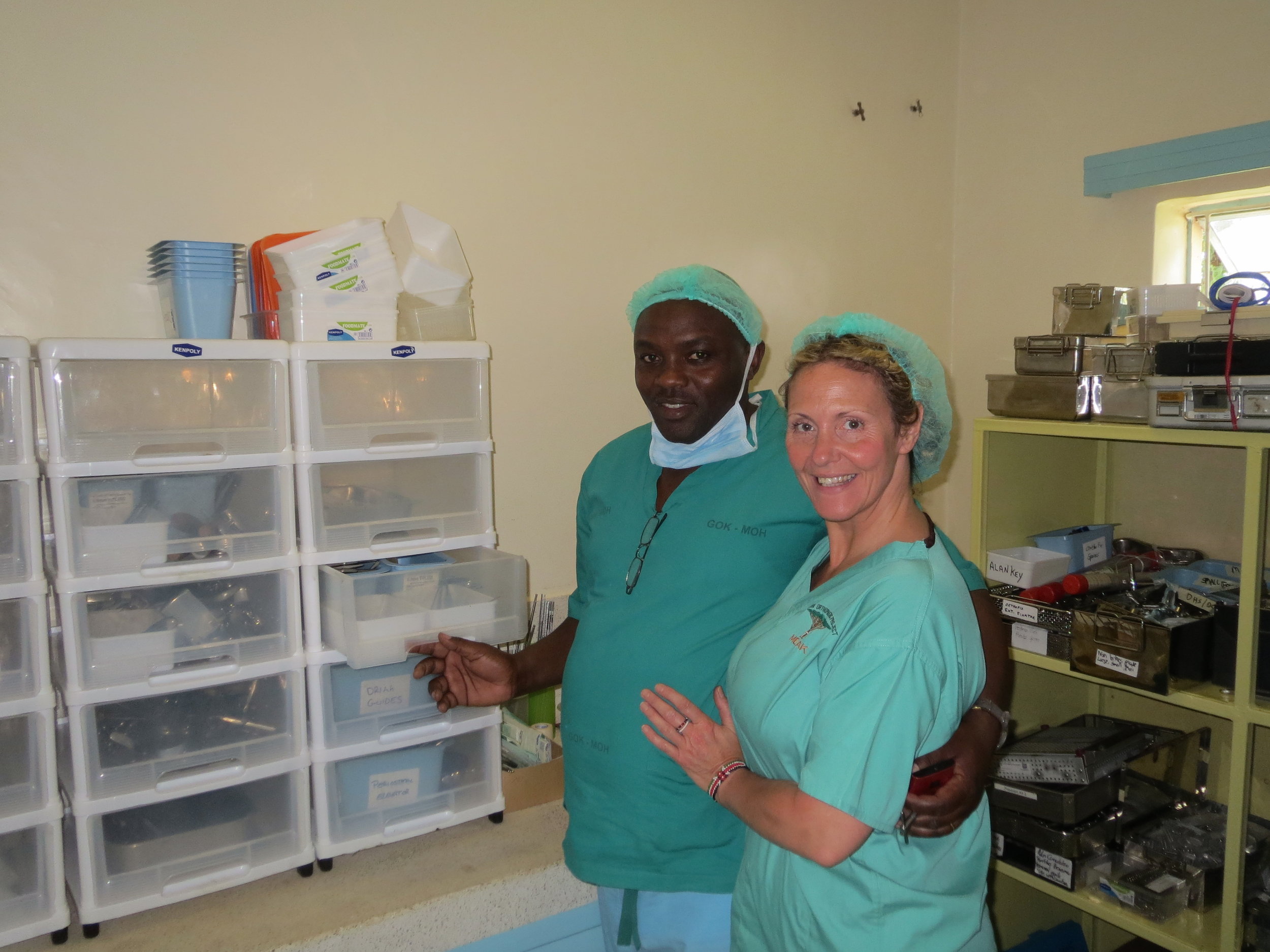  Sarah and Mambo working together to organise the new orthopaedic store room 