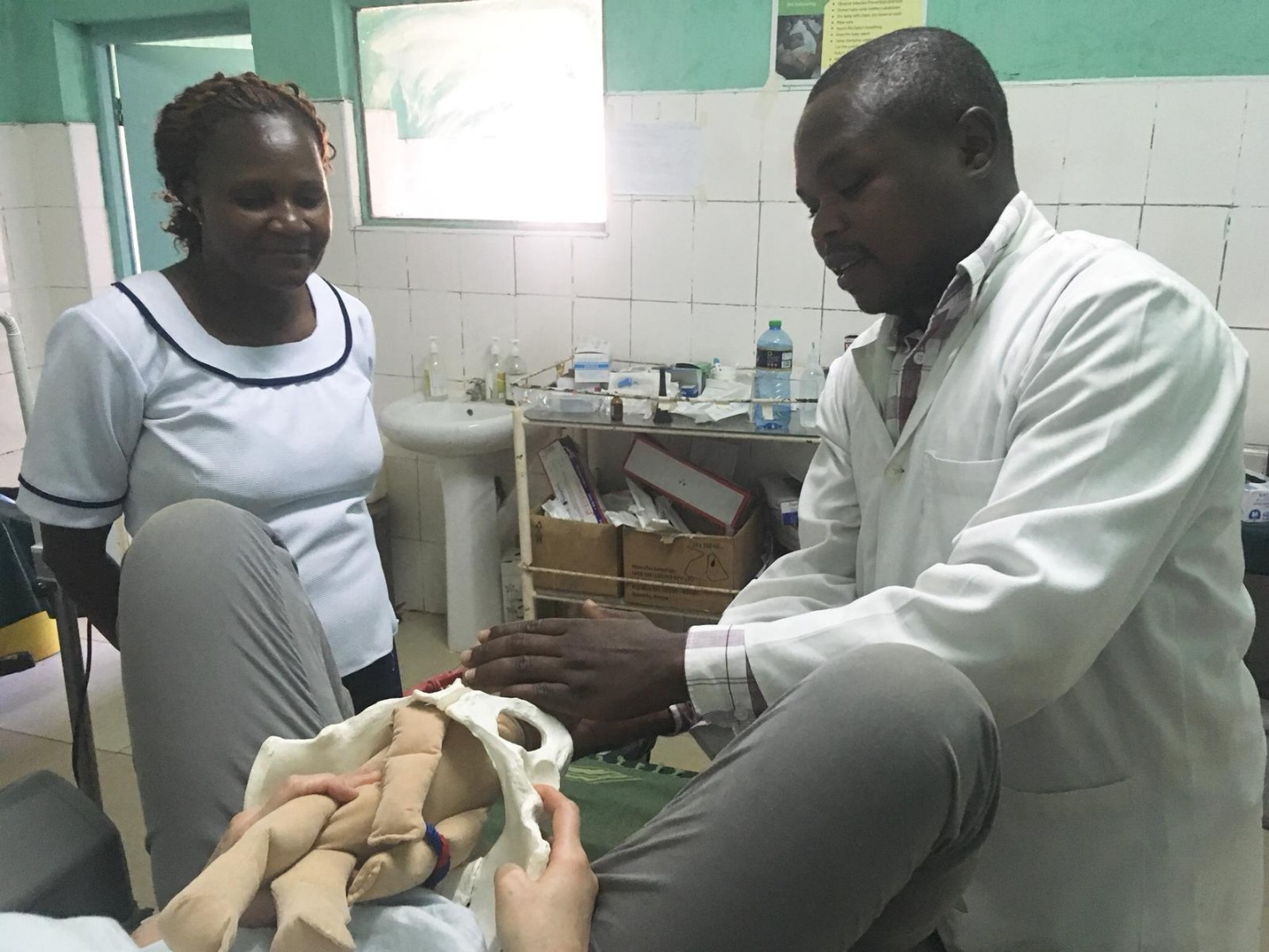  Lizzie &amp; Jacq from the UK team undertaking 'live' skills and drills on the maternity wards with staff at Marsabit hospital 