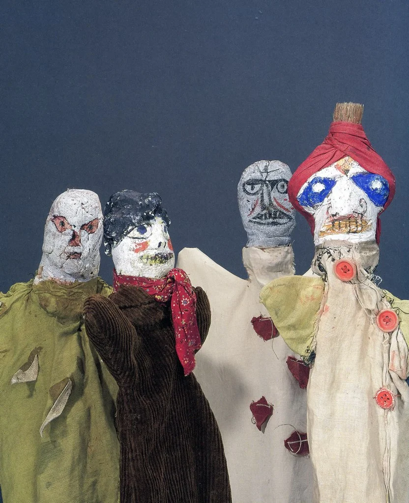 Some of the scary puppets Paul Klee made for his son between 1916 and 1925. Via Flickr .