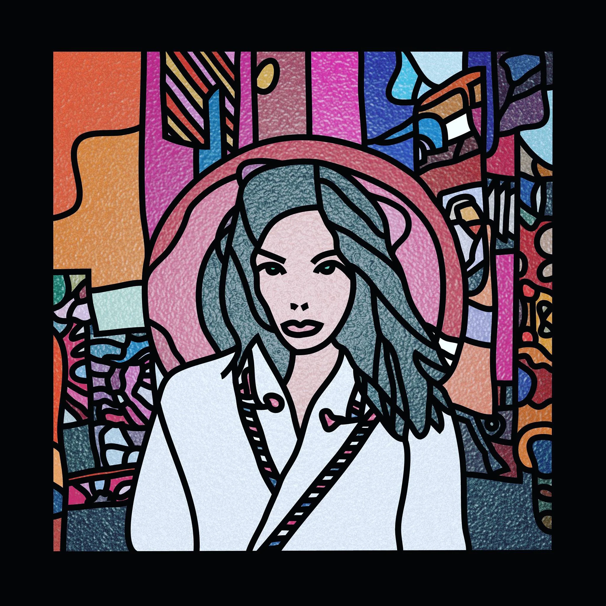 Bjork Post stained glass window design