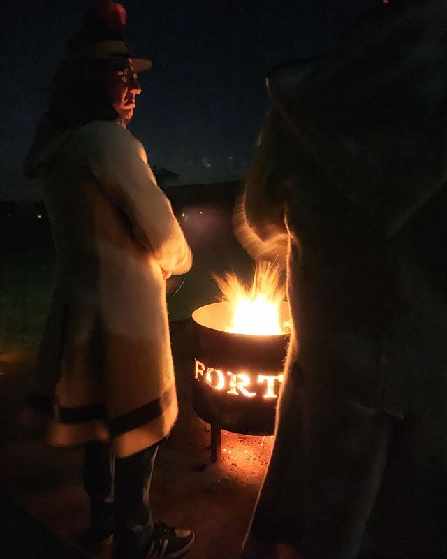 Old Fort Niagara by Candlelight 2019. Fire pits were the source of heat and information. Here a Native American history expert explained about life in the fort and surrounding area from the point of view of the indigenous people.