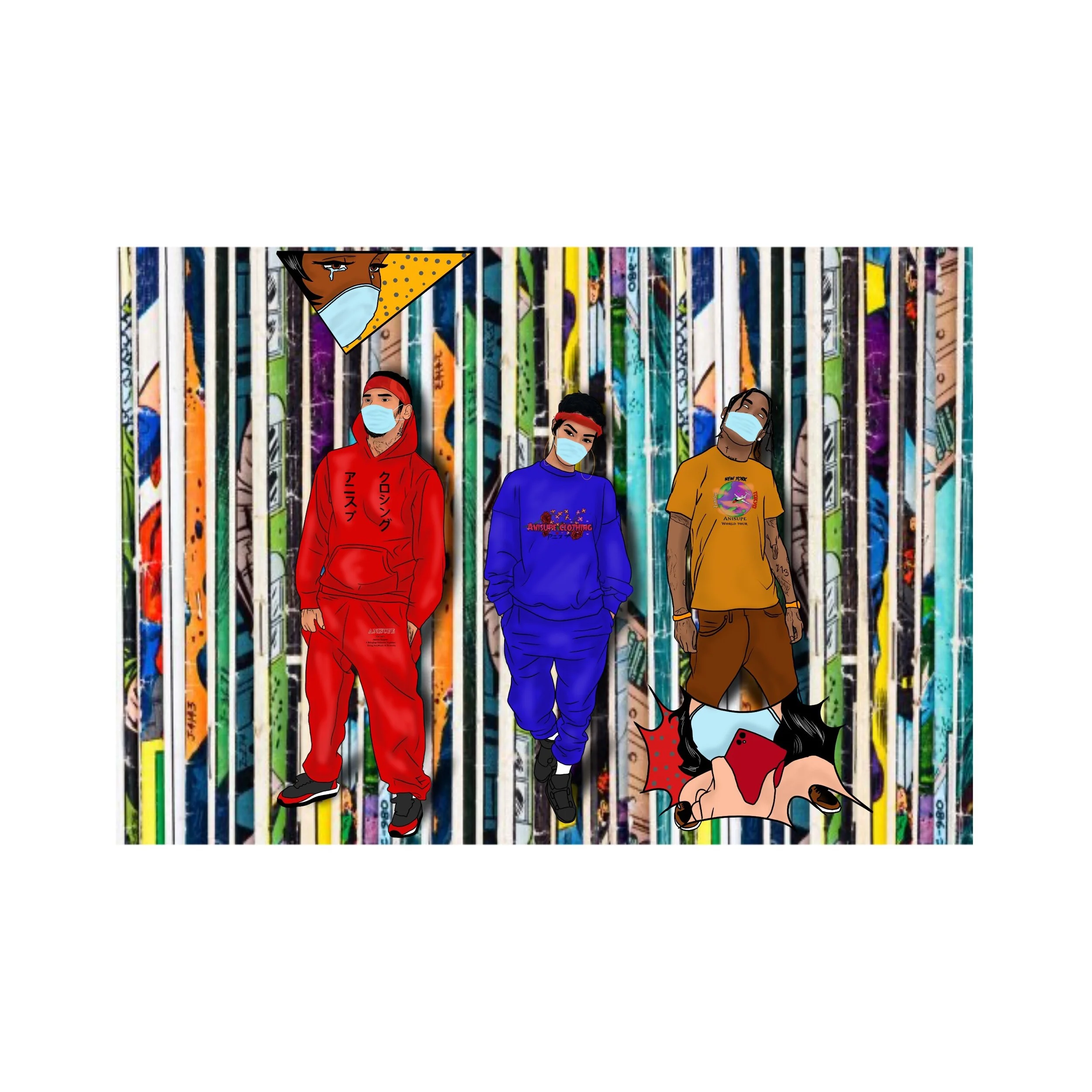 Anisupe Hip Hop Comic Book Logo Chris Brown , Teyana Taylor, Travis Scott
