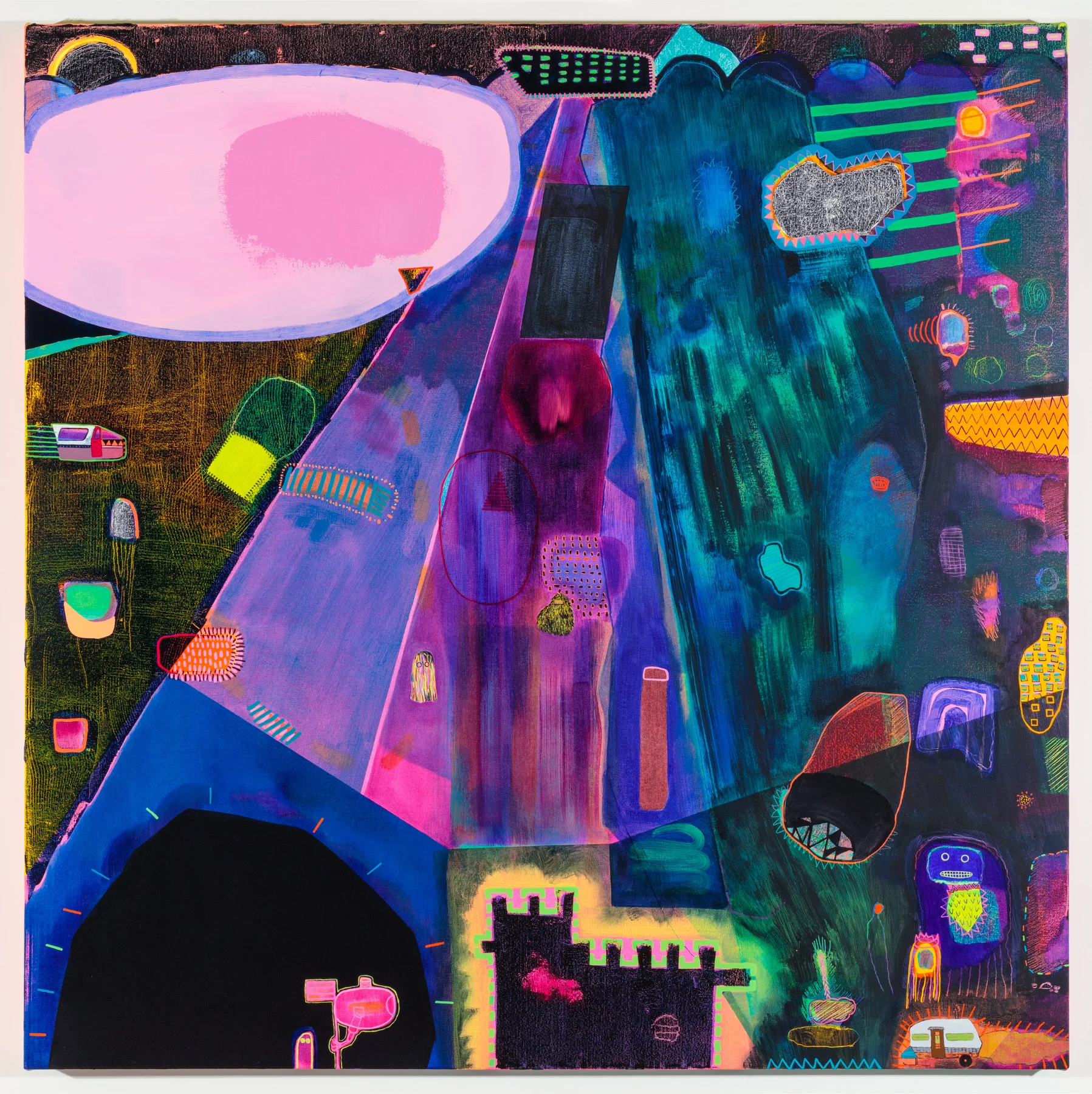 Ghosts at the Bottom of the Sea, Oil and cold wax on canvas, 40” x 40”