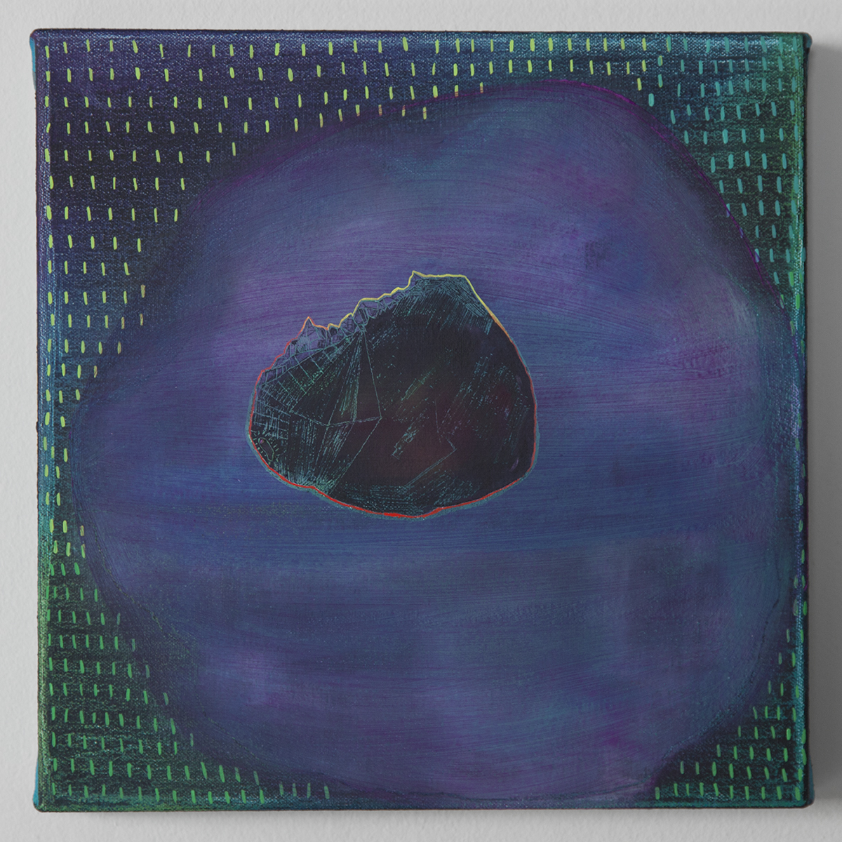  Meteorite Vision, Oil and cold wax on canvas, 9” x 9”  