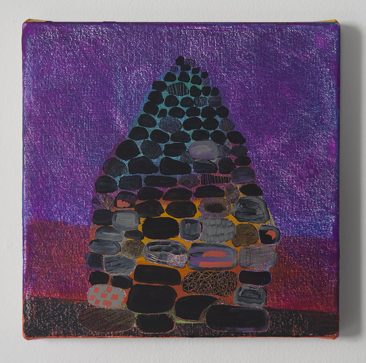 Magic Cairn #1, Oil and cold wax on canvas, 9” x 9”