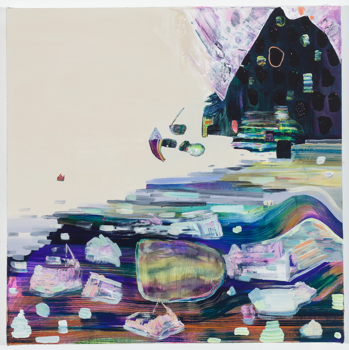 Rest Stop, Oil and cold wax on linen, 20” x 20”