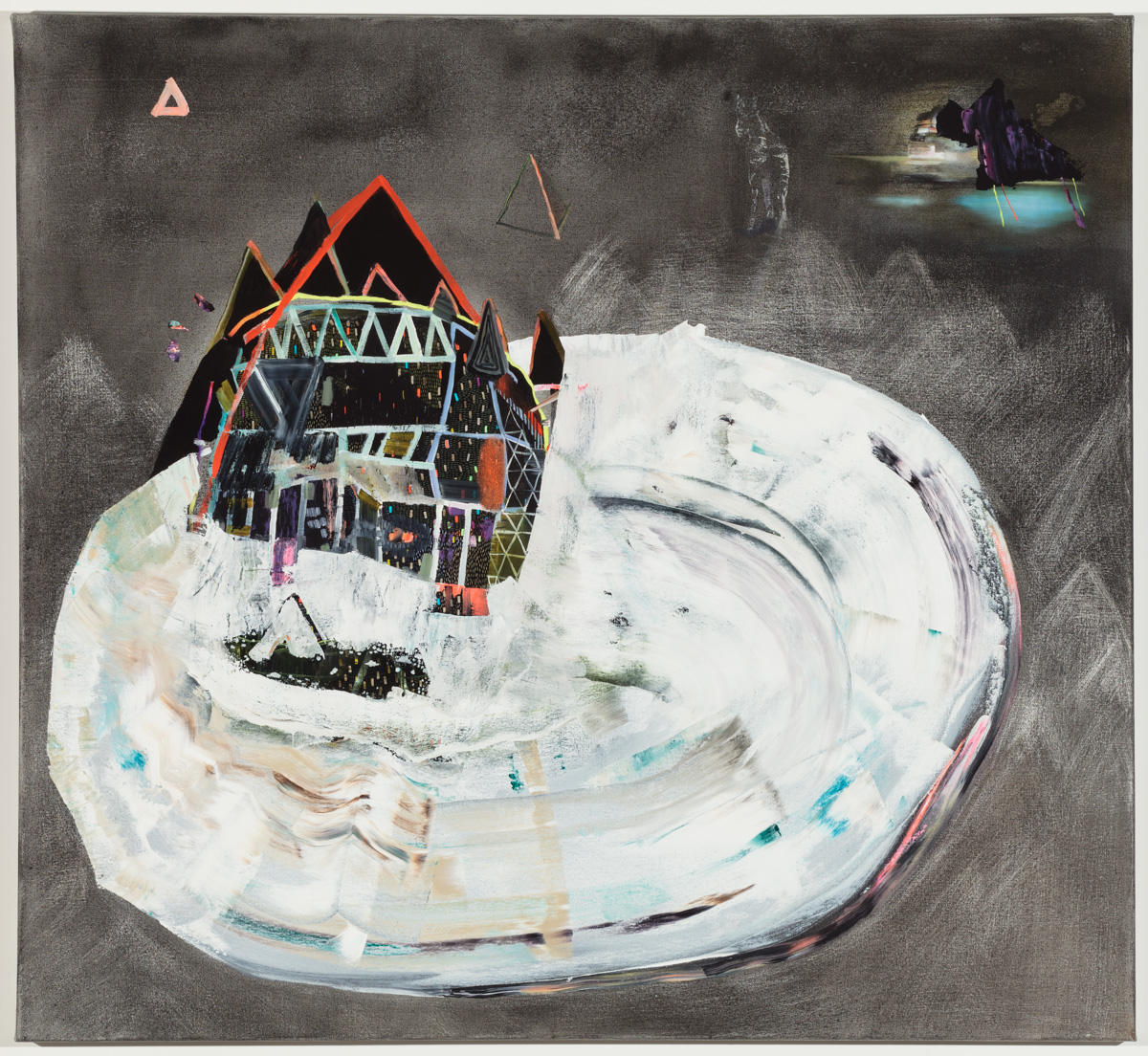 Ice Cap City, Oil and cold wax on canvas, 48” x 44”