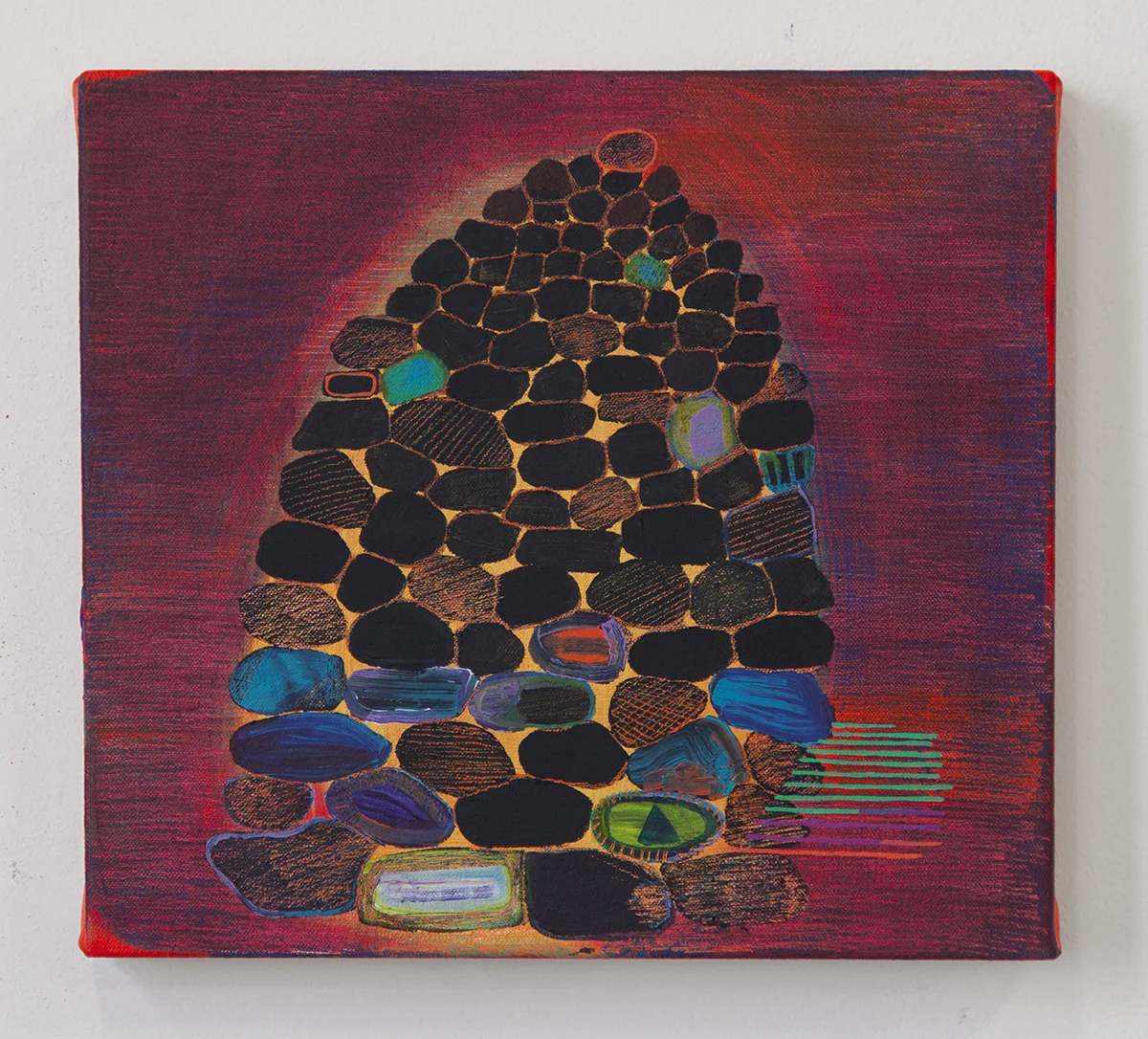 Magic Cairn #2, Oil and cold wax on canvas, 10” x 9”