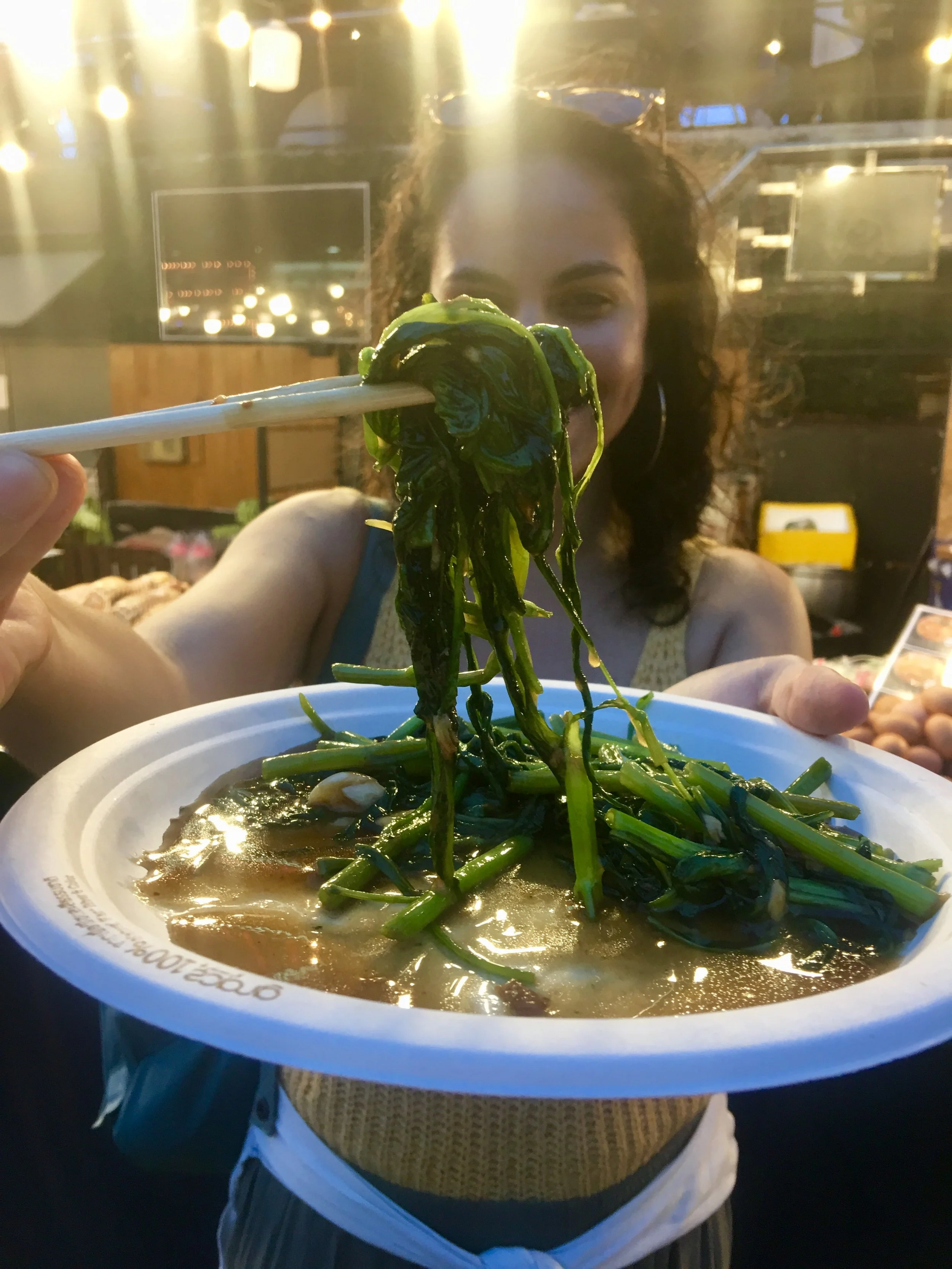 Getting my veggie on at Asiatique Night Market in Bangkok.