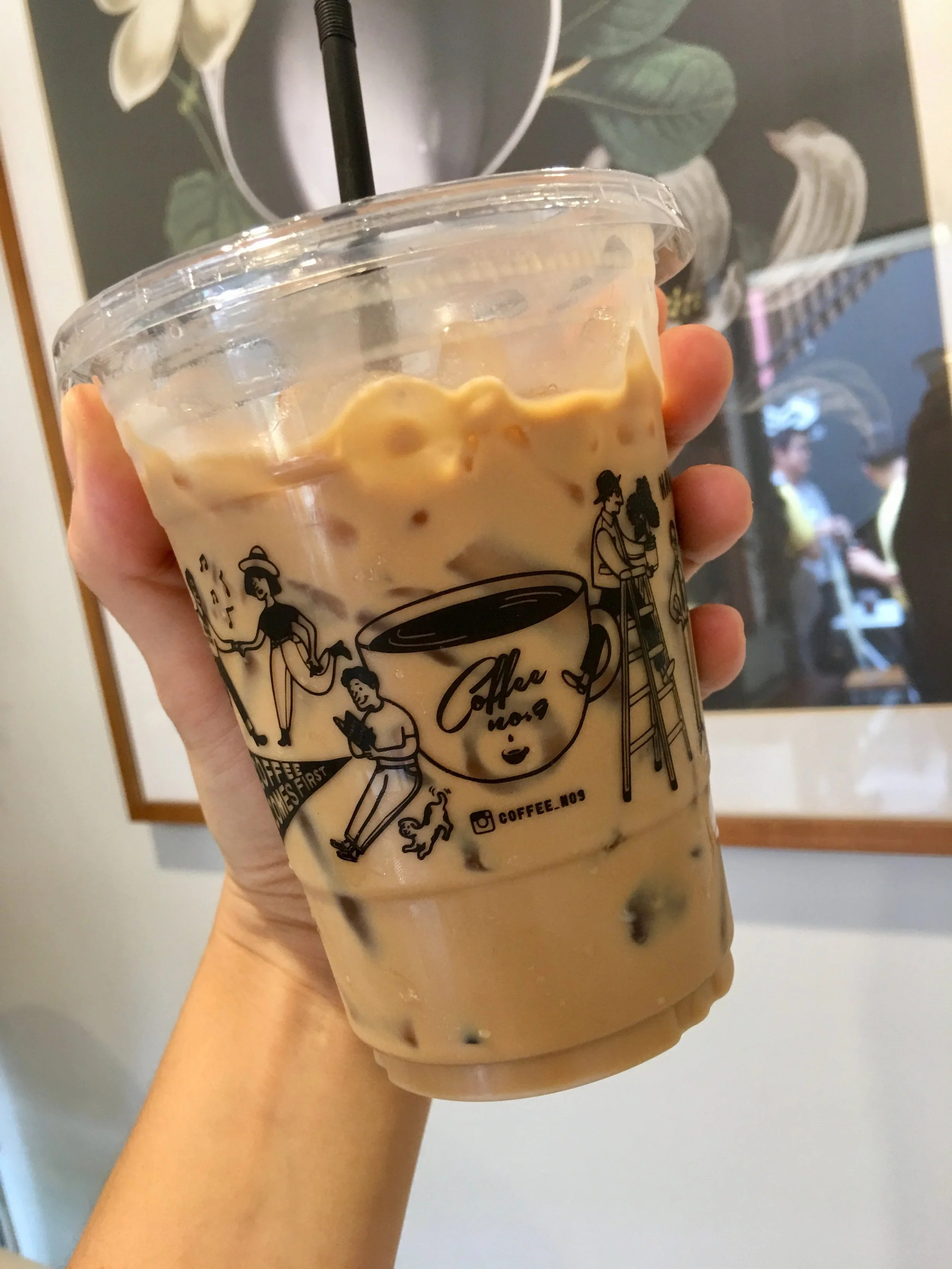 Iced Thai Coffee with Pistachio Milk at Coffee No. 9 in Ari, Bangkok.