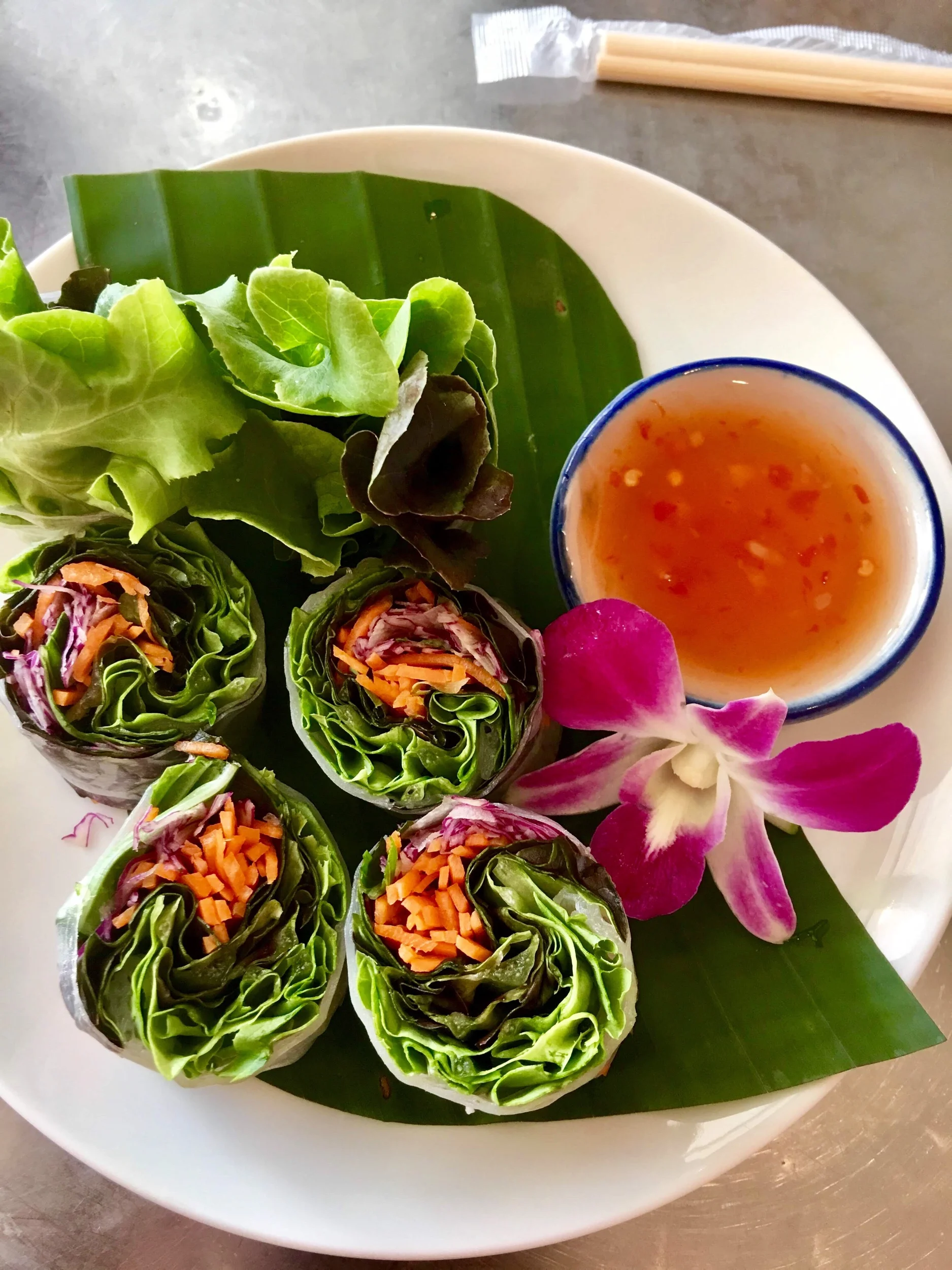 There is no better way to ingest raw veggies. The Thai spring roll. Connect Cafe, Chiang Rai, Thailand.