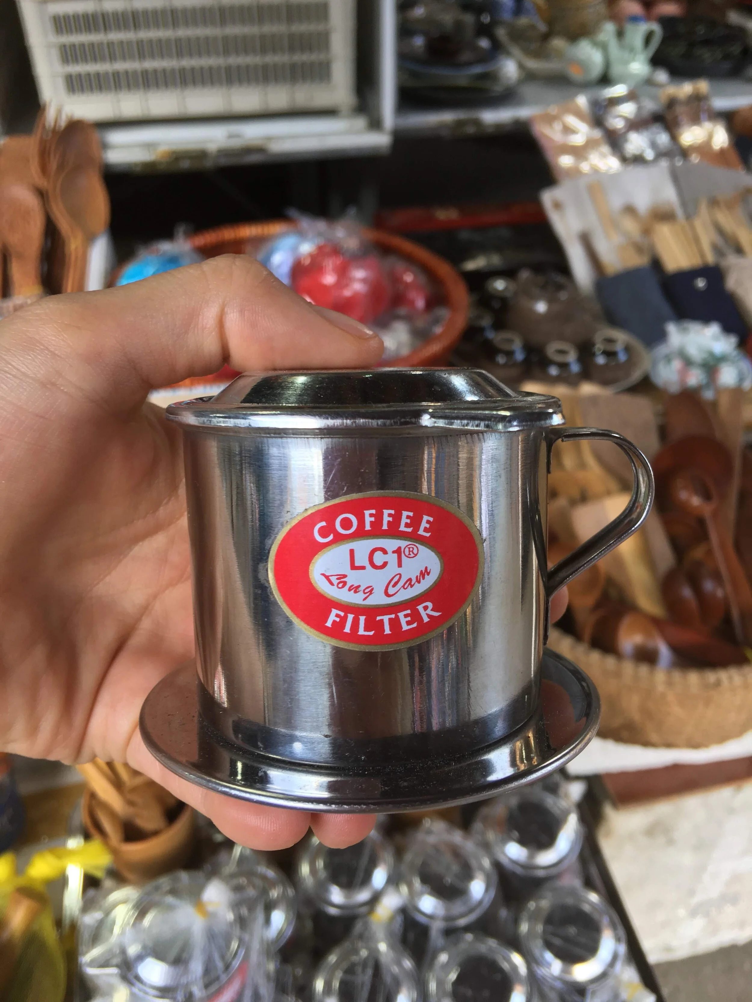 The classic phin, the Vietnamese take on the French press