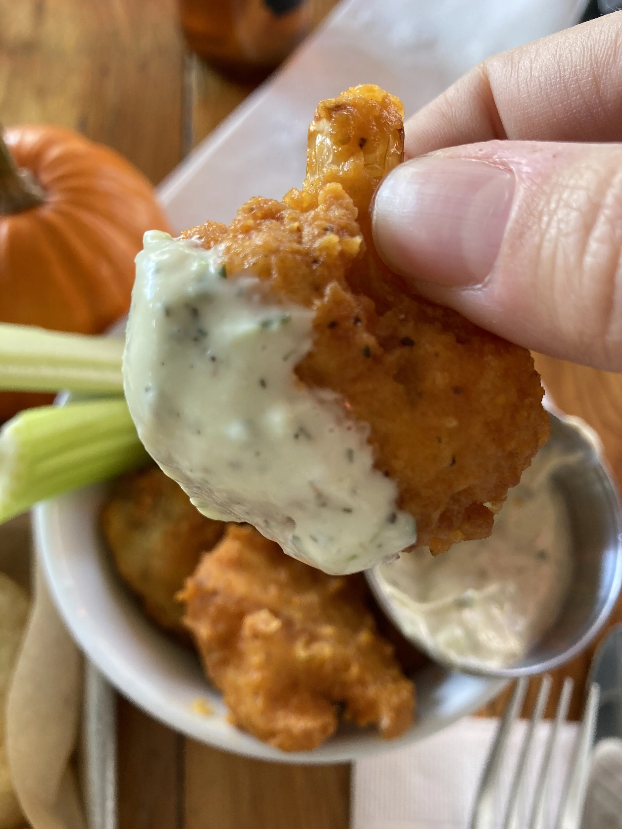 A cauliflower wing that rivals the real thing—what’s real anyway? Detroit Filling Station, Ann Arbor, MI.
