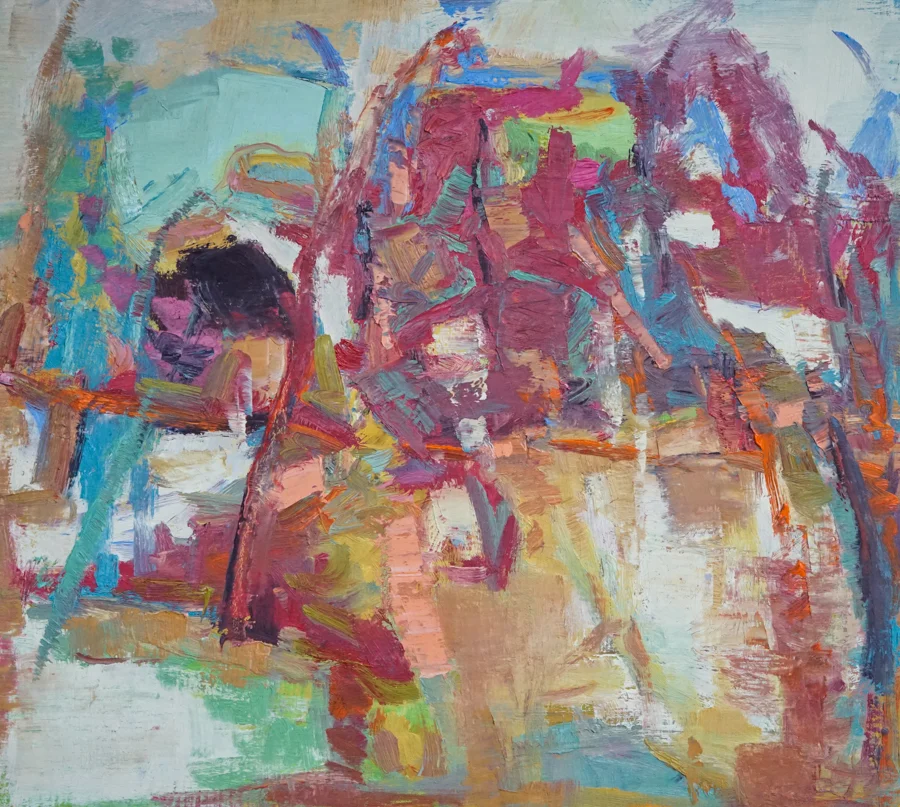 Autumn Walk, 18” X 20”, oil on canvas