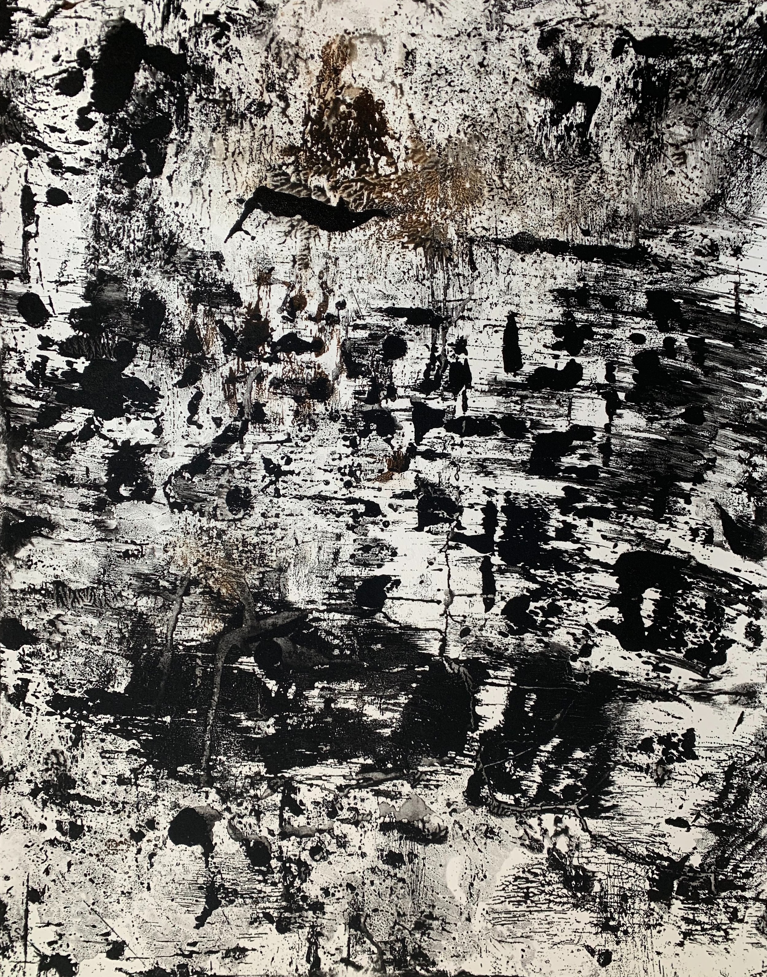 Mountain Town, ink on 22” X 30” BFK Rives paper, image size 19” X 24”.