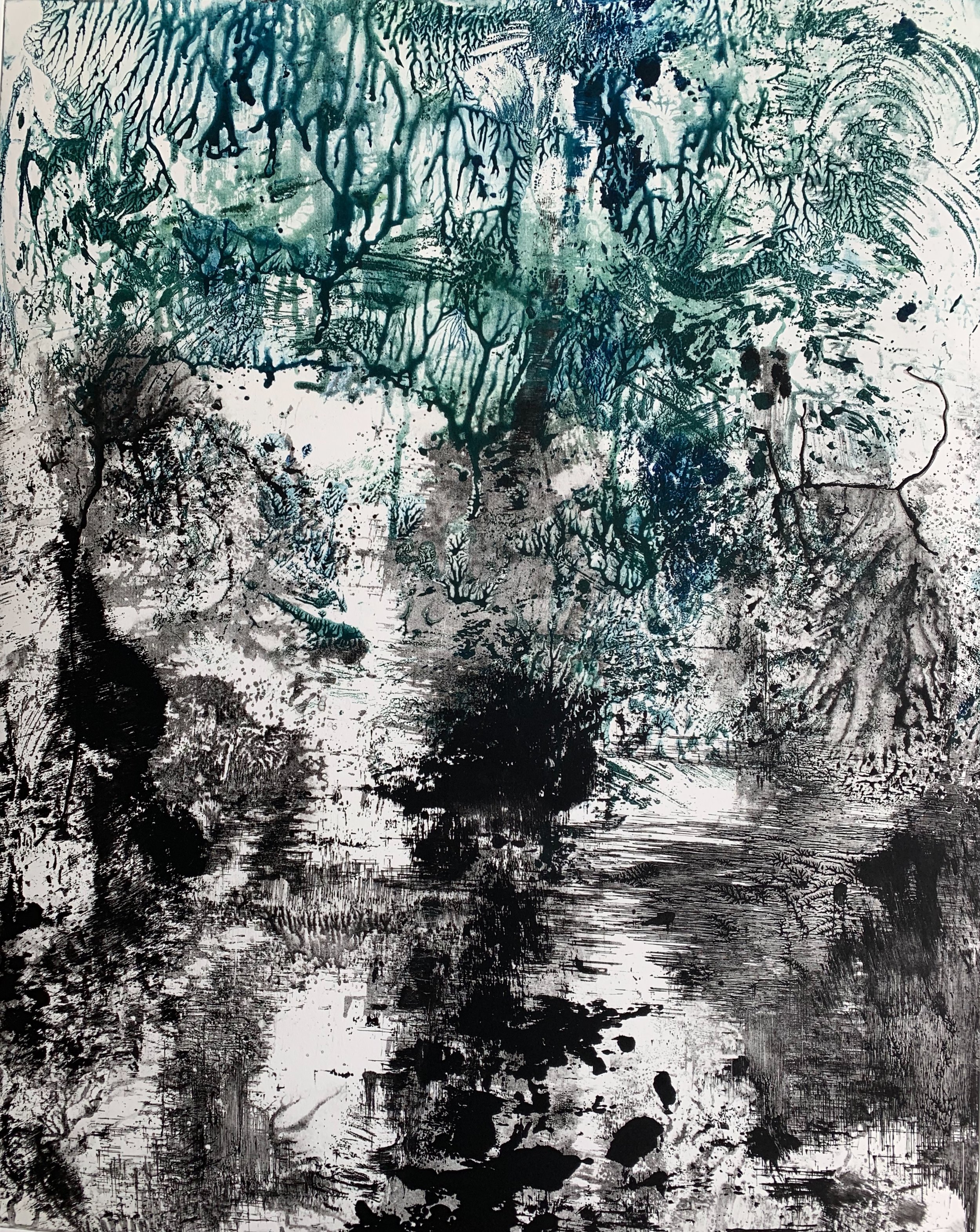 Sultry, Ink on 22” X 30” BFK Rives paper, image size 19” X 24”.