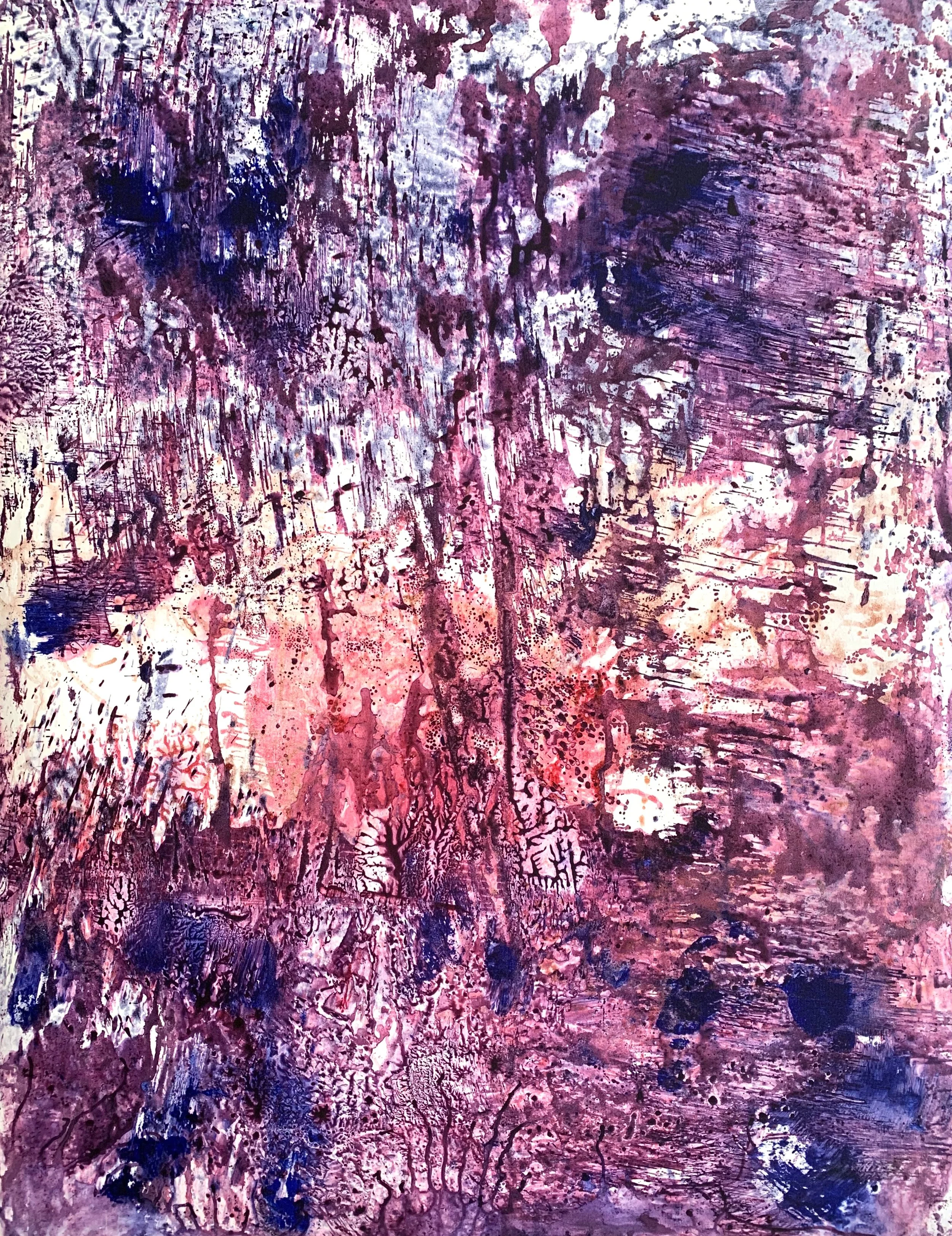 Violet Hills 2, Ink on 22” X 30” BFK Rives paper, image size 19” X 24”.