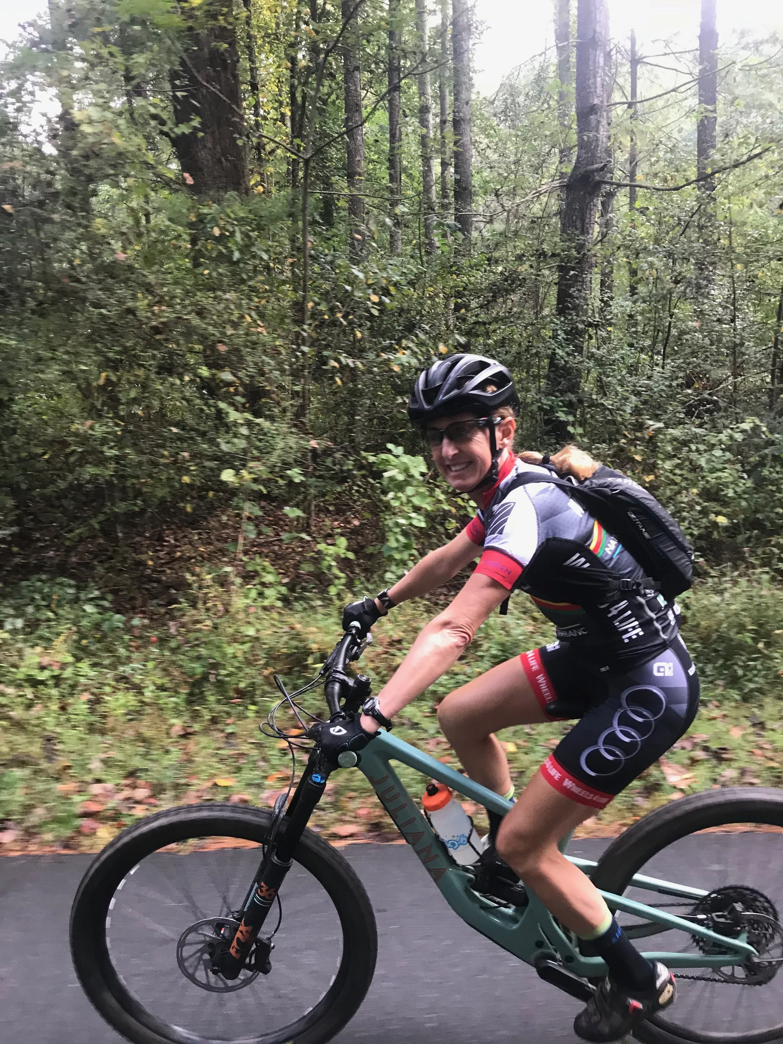 The Elevated Rides Mountain bike skills camp made just for women in North Carolina was epic in every sense of the word. The camp exceeded my expectations across the board -- far more challenging than I expected and pushed me to ride really challenging terrain that I normally would walk with spot-on coaching on just how to roll through it. In addition to the invaluable coaching and training, we enjoyed absolutely breathtaking trails and scenery, unbelievably good and nutritious homemade food for every single meal, and a really perfect group of women who all showed up with the right attitudes. Thank you Jordan Horne Salman and Jane Rynbrandt Marshall for such an incredible effort. You are on to something really special! — Mary D, Southern California