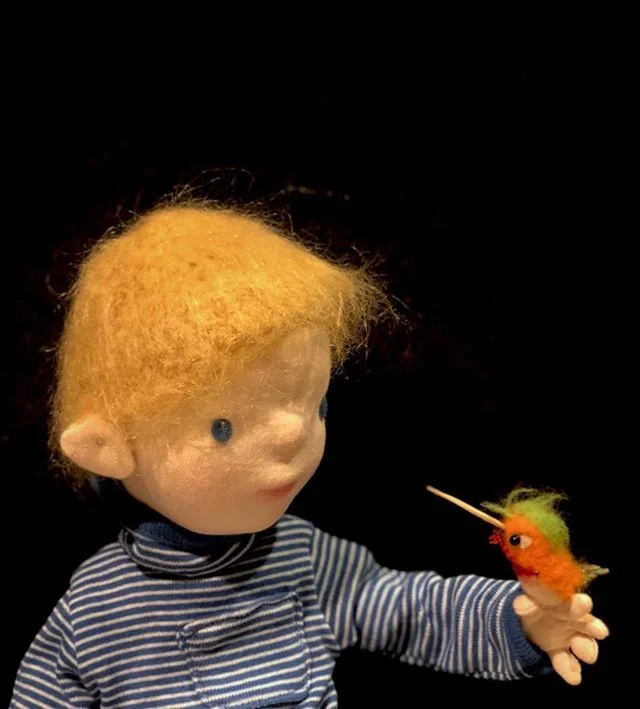 Rufus and Riley &mdash; characters in the picture book I&rsquo;m working on. It&rsquo;s challenging to cope with big differences in the scale of characters. I&rsquo;m constantly struggling to show Rufus the hummingbird big enough to capture emotional