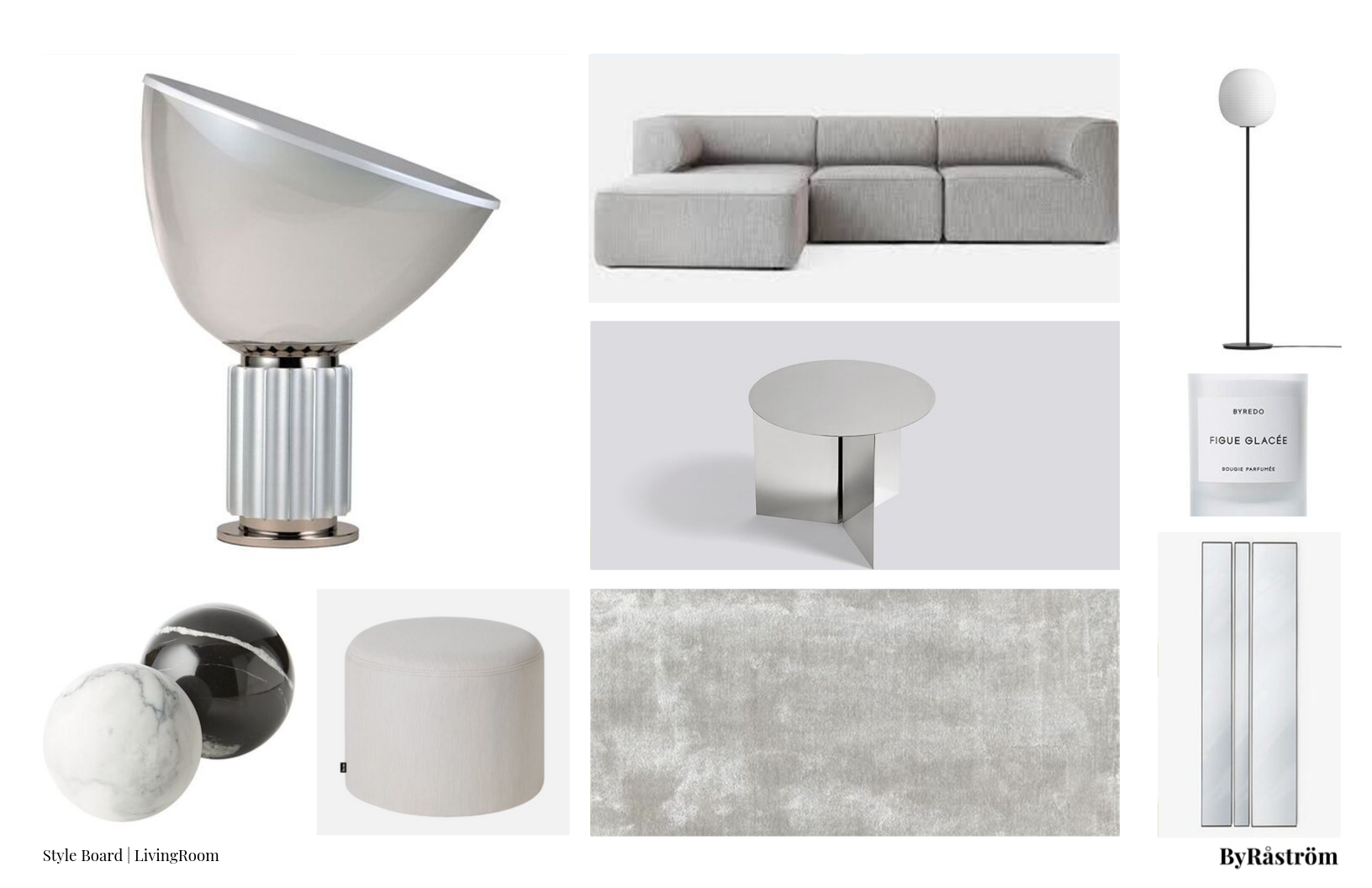 Silver Gray Living Room Mood Board