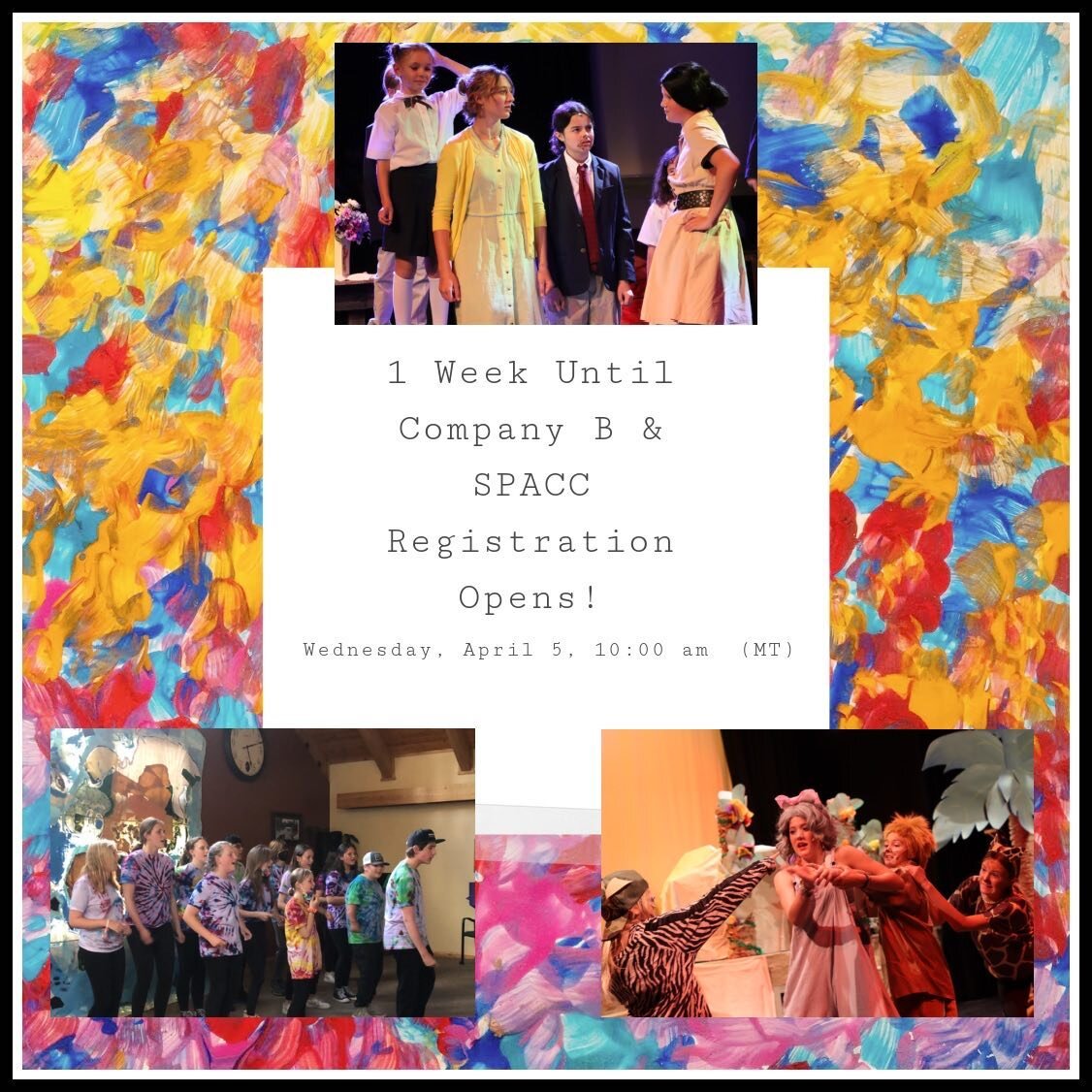 Mark your calendars! 
Online registration opens next week
#companyb #spacc #stthomasplayhouse