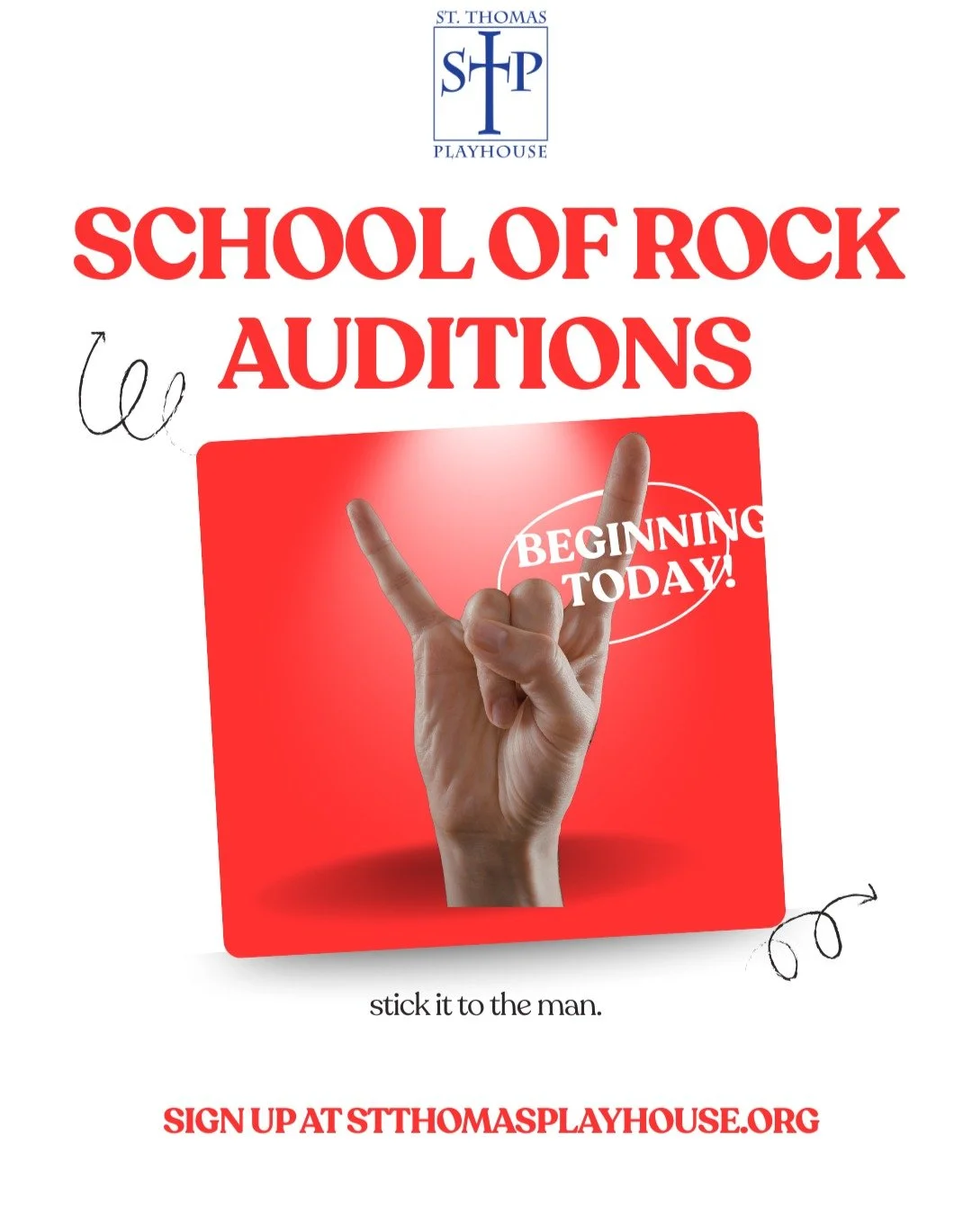 SCHOOL OF ROCK auditions begin today at St. Thomas Epsicopal Church. A few slots still remain. Sign up and information at link in bio!