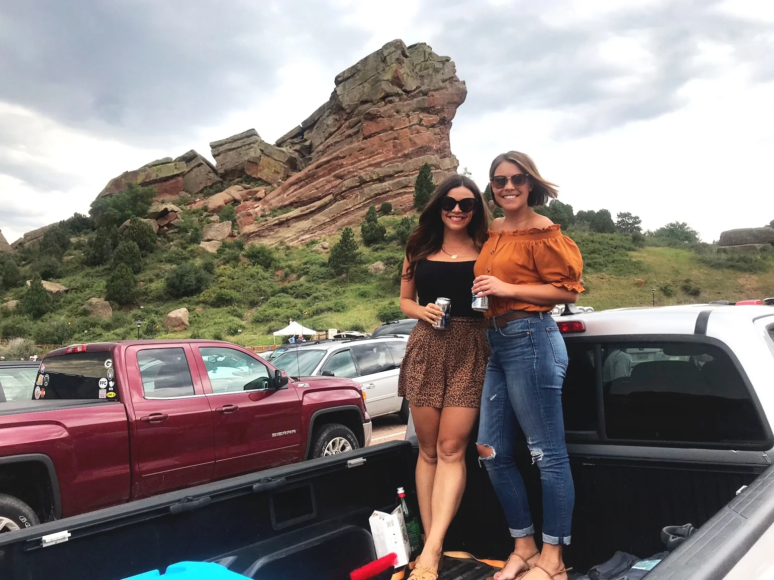 My sister and I tailgating at Red Rocks
