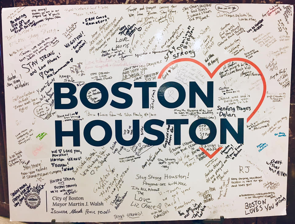  This sign sits outside city council chambers. Though Boston’s crisis was man made (the Boston Marathon bombing) instead of created by nature, the human connection, feelings of loss and helplessness are still the same. 