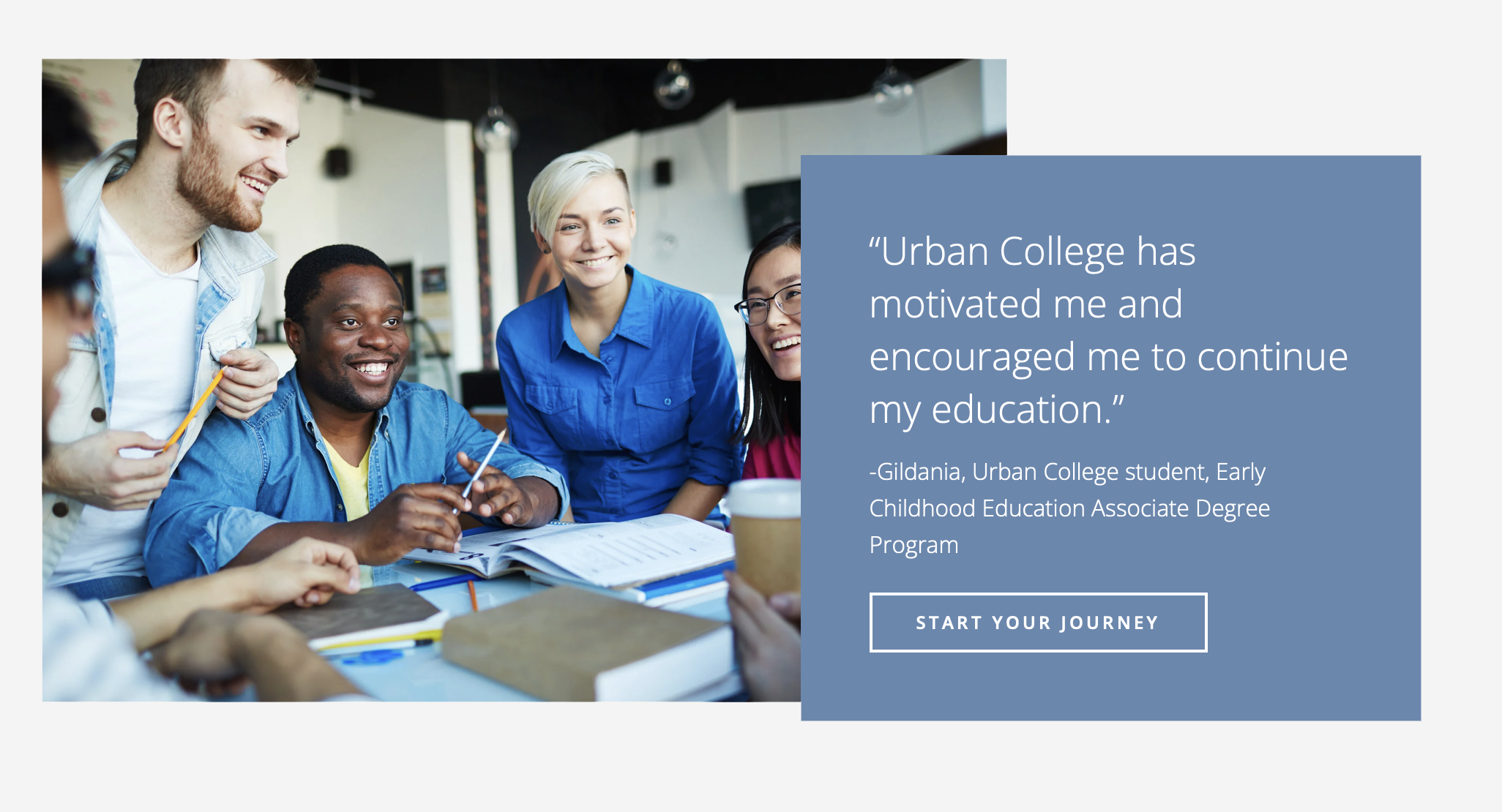 Students happily studying together at Urban College