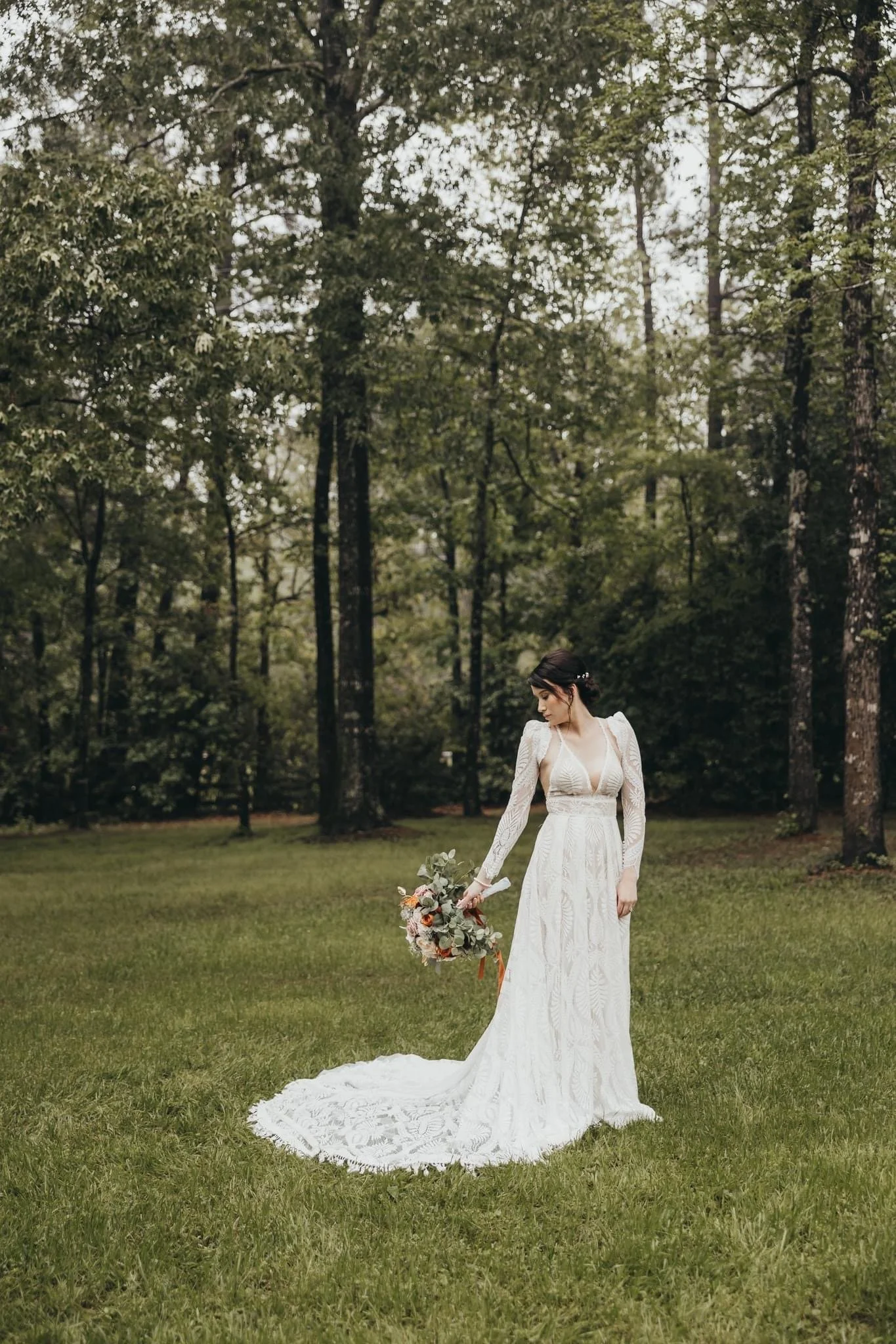A bride in the country setting