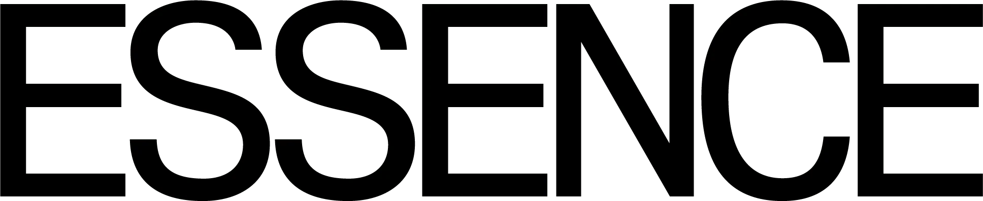 Close-up of the word "ESSENCE" written in large, black, uppercase letters on a transparent background.