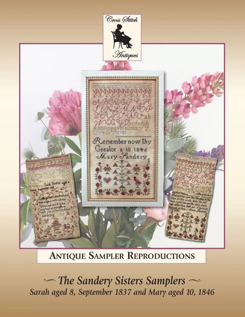 Mary Sandery 1846, The Sandery Sisters Antique Reproduction Samplers