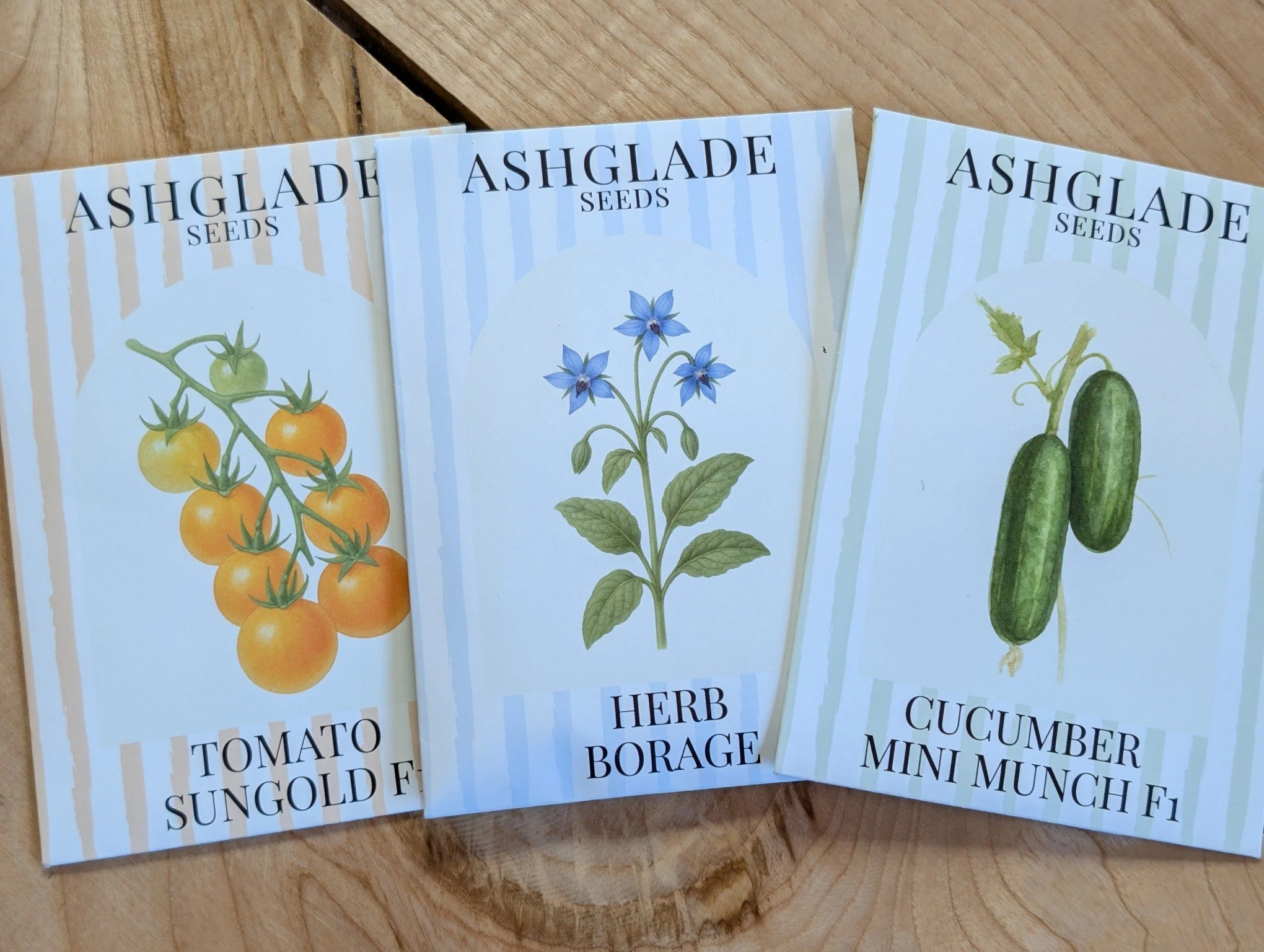 A little packet of joy to take home 🌱

These beautifully packaged Ashglade Seeds have just arrived and they are such a lovely, simple thing to pop into your basket. Whether you fancy growing sweet peas, cosmos, nasturtiums, cucumbers, tomatoes or bo