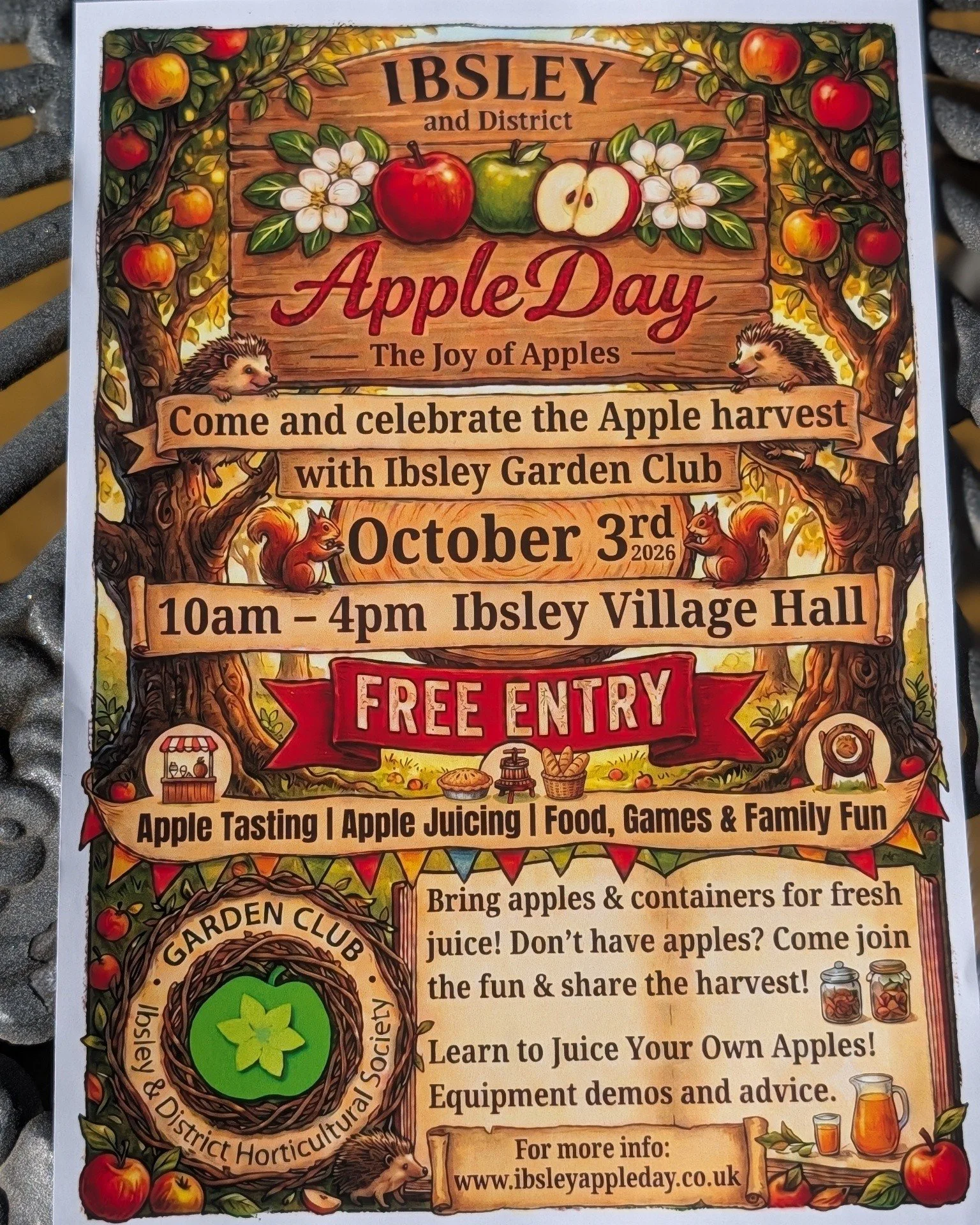 A lovely local day out for all the family! 🍎 Pop along to Ibsley Apple Day on Saturday 3rd October for apple tasting, juicing, food, games and plenty of family fun. Free entry! 🍏