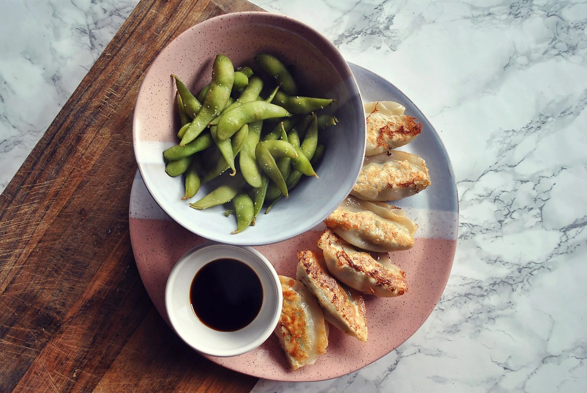 The-Hungarian-Brunette-Balanced-Diet-Gyoza-Dumplings-and-Edamame.jpg