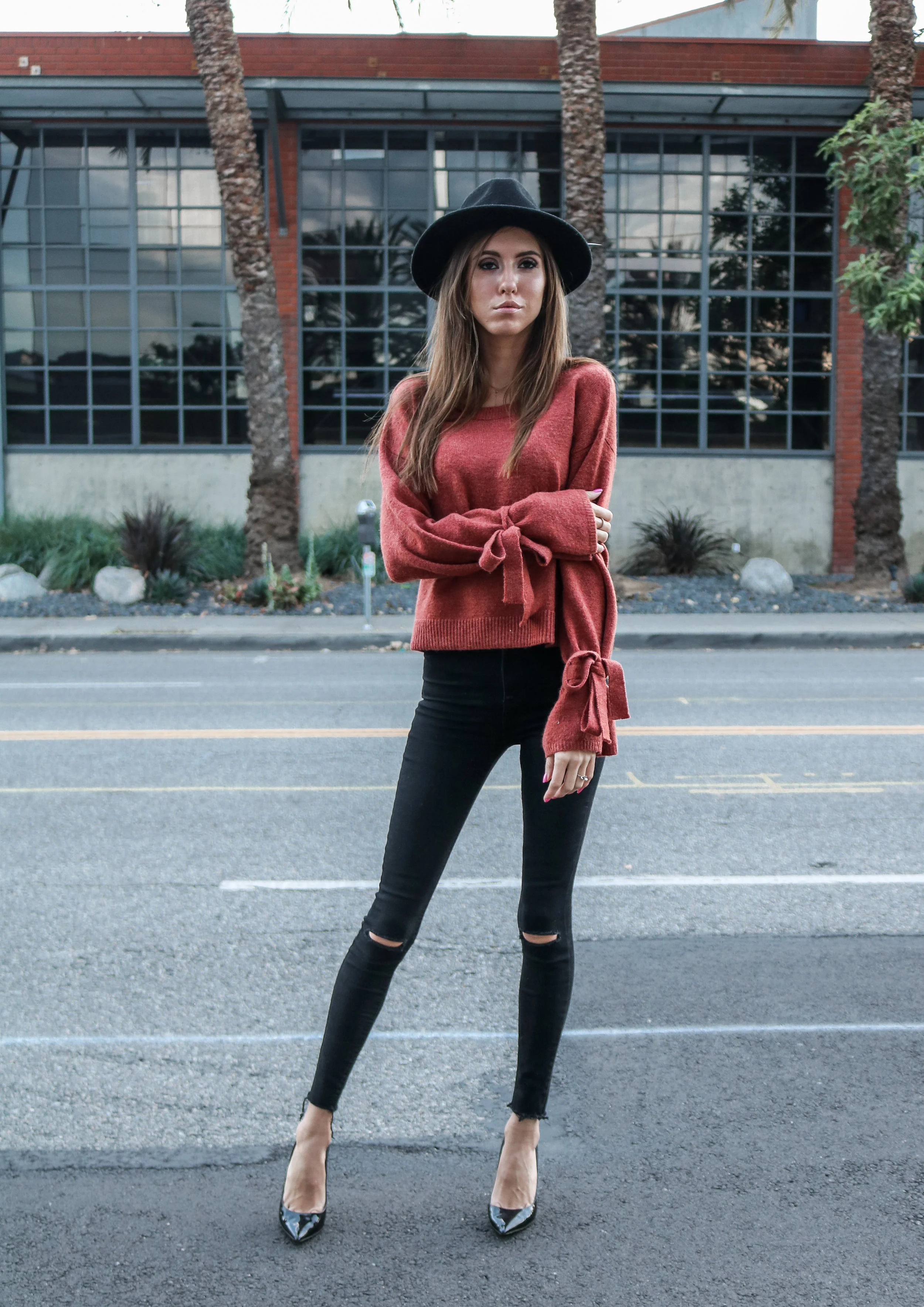 The Hungarian Brunette Burnt orange sweater statement sleeves (10 of 17).jpg