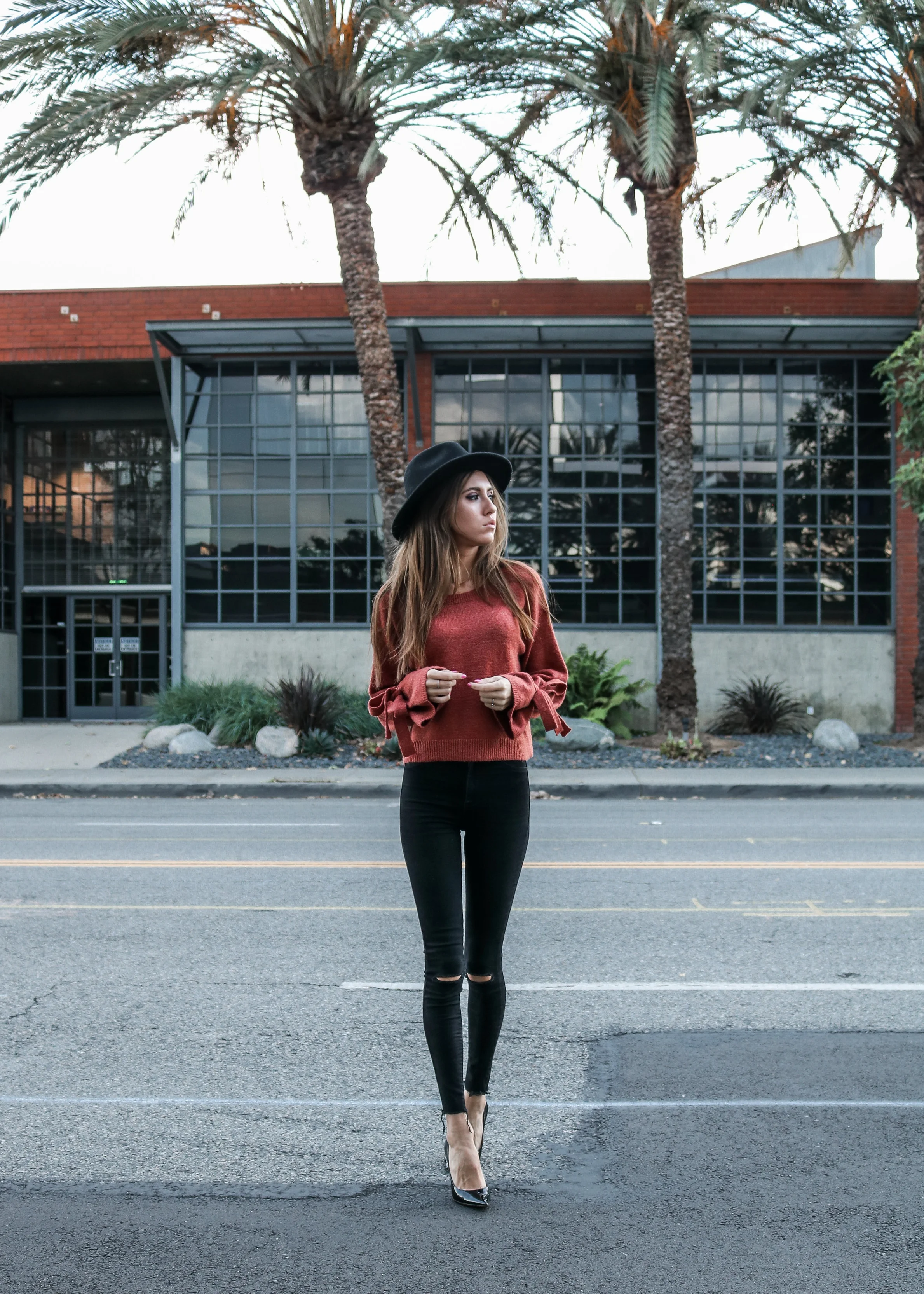 The Hungarian Brunette Burnt orange sweater statement sleeves (3 of 17).jpg