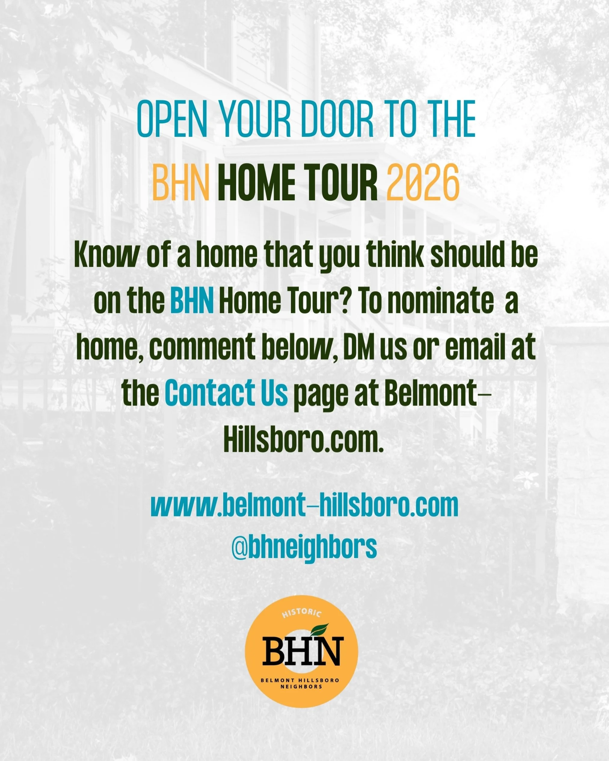 🏡The Belmont-Hillsboro Neighbors Annual Home Tour is coming and we&rsquo;re looking for homes to feature!🏡

We&rsquo;re lucky to live in one of Nashville&rsquo;s most architecturally rich neighborhoods, full of talented designers, architects, and c